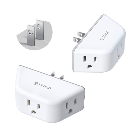 2 Prong to 3 Prong Outlet Adapter 2 Pack - Outlet Extender with 3 AC Outlets