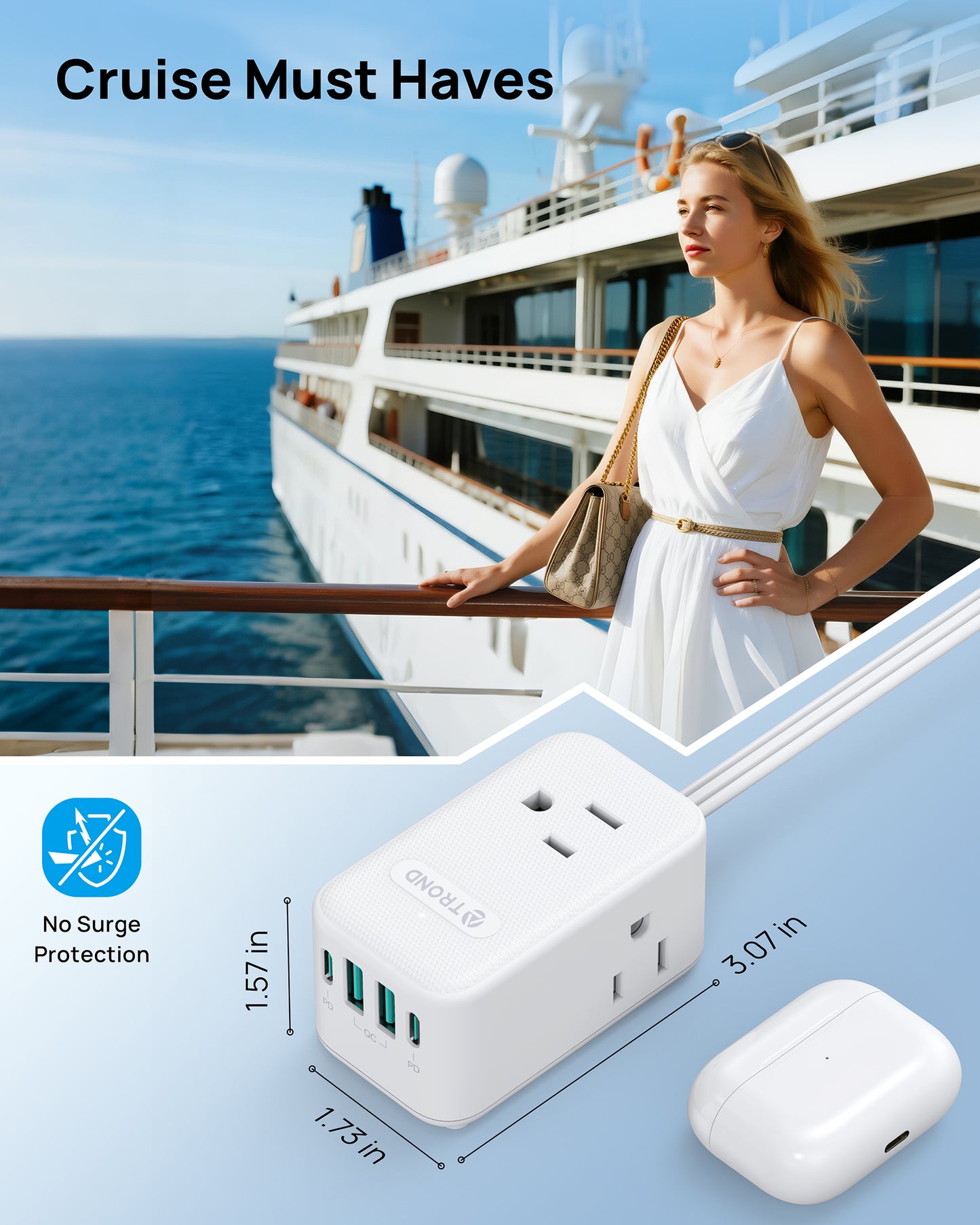 Electrical Outlet Extender 360° Rotating Plug with 20W USB C