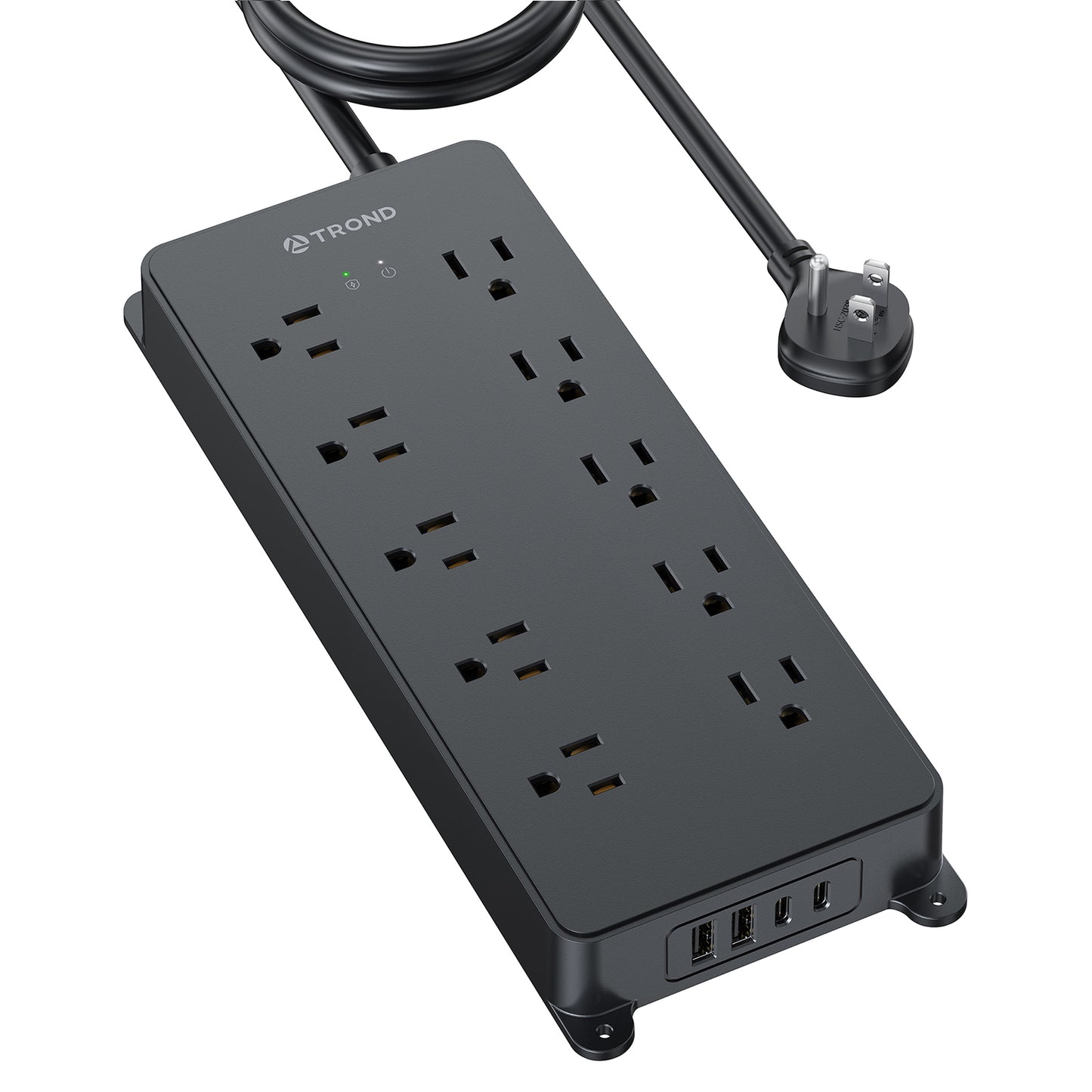 Power Strip Surge Protector, TROND 10 Widely Spaced Outlets with 4 USB Ports