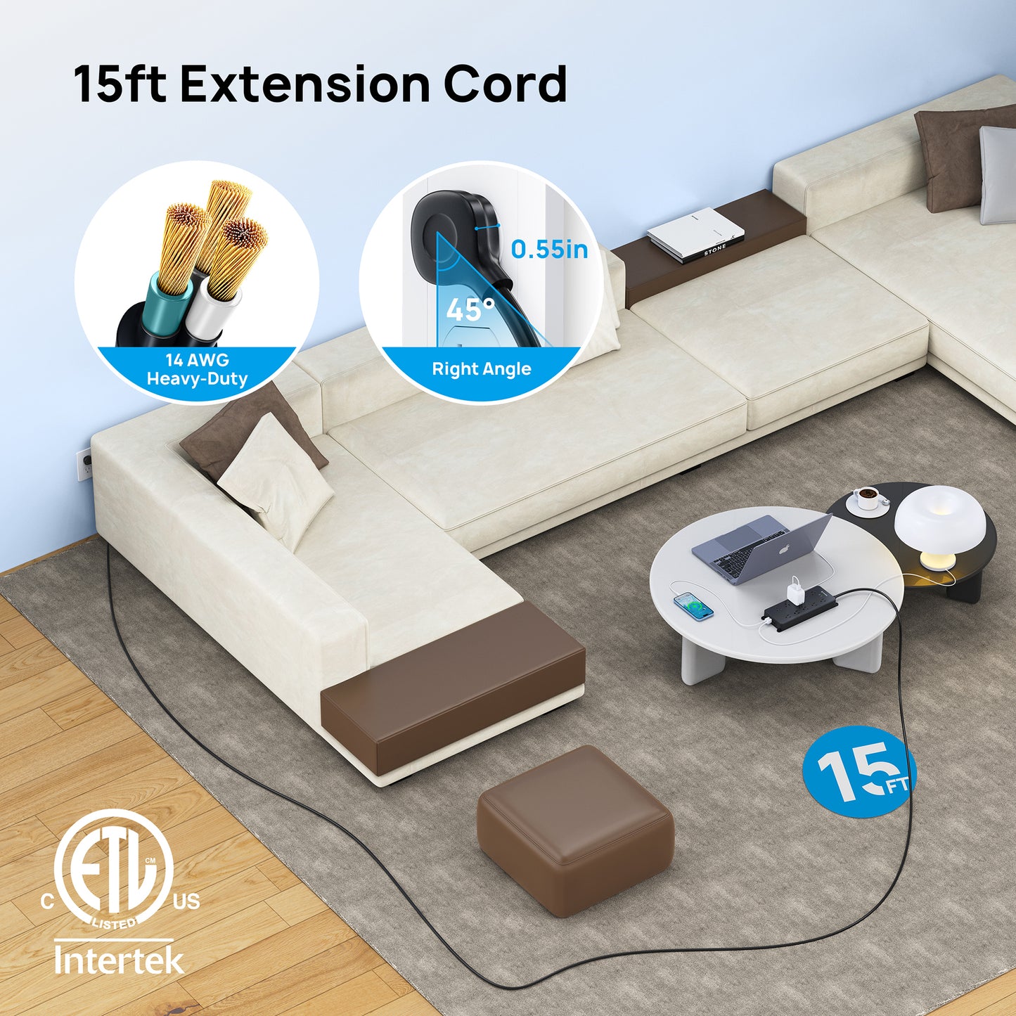 Power Strip Surge Protector, TROND 10 Widely Spaced Outlets with 4 USB Ports