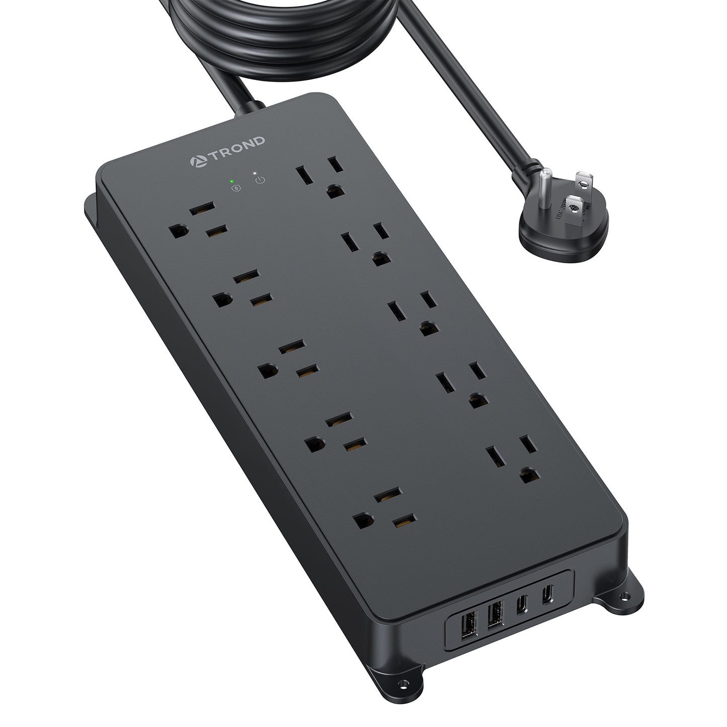 Power Strip Surge Protector, TROND 10 Widely Spaced Outlets with 4 USB Ports