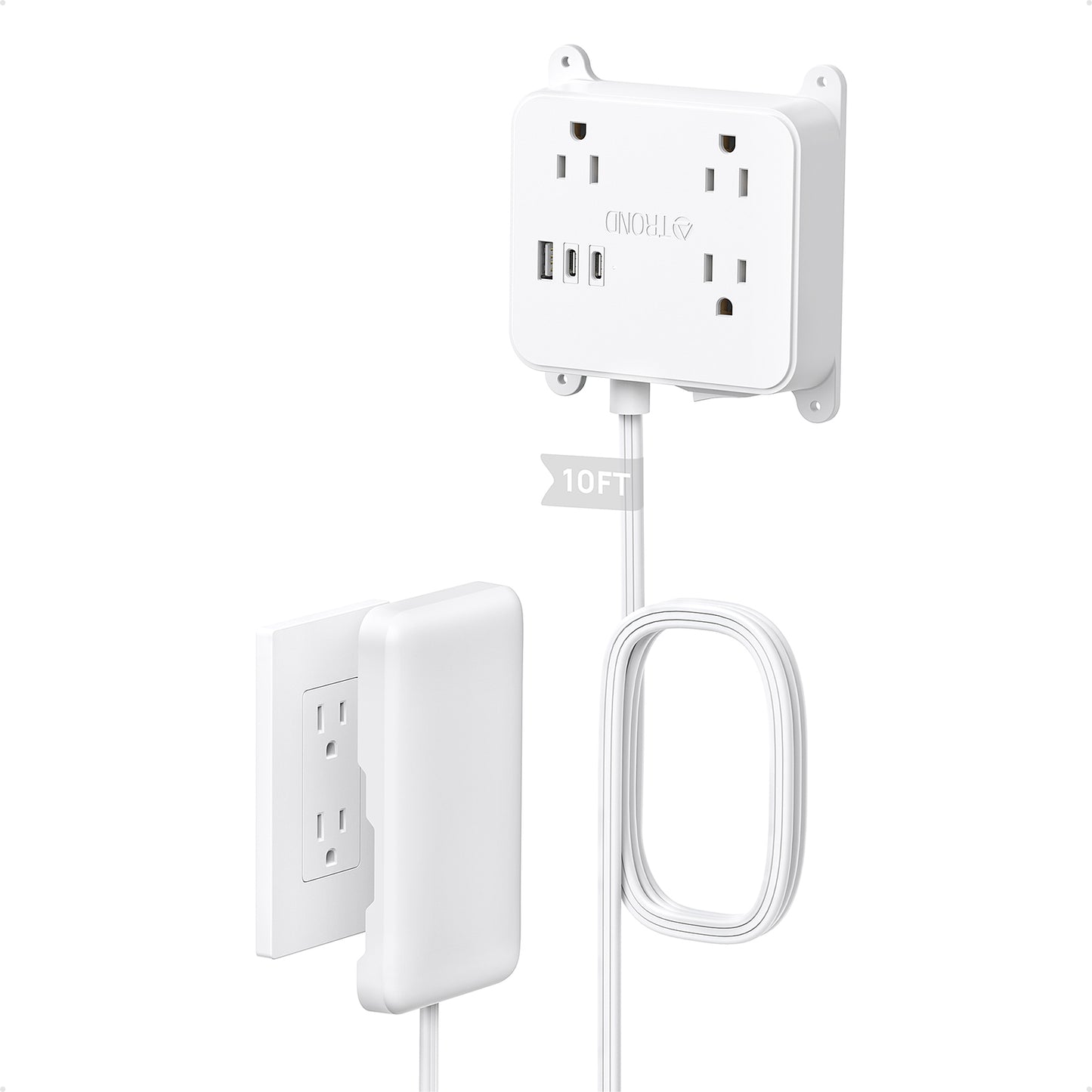 Flat Power Strip with Outlet Cover