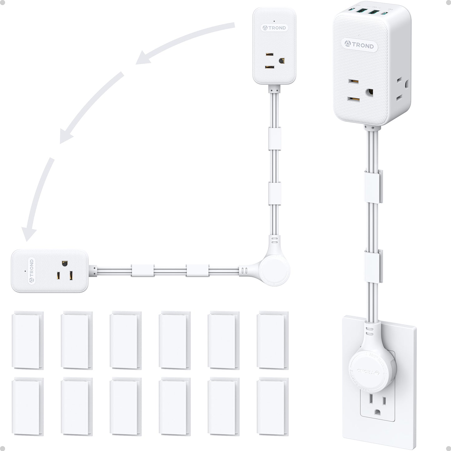 Electrical Outlet Extender 360° Rotating Plug with 20W USB C