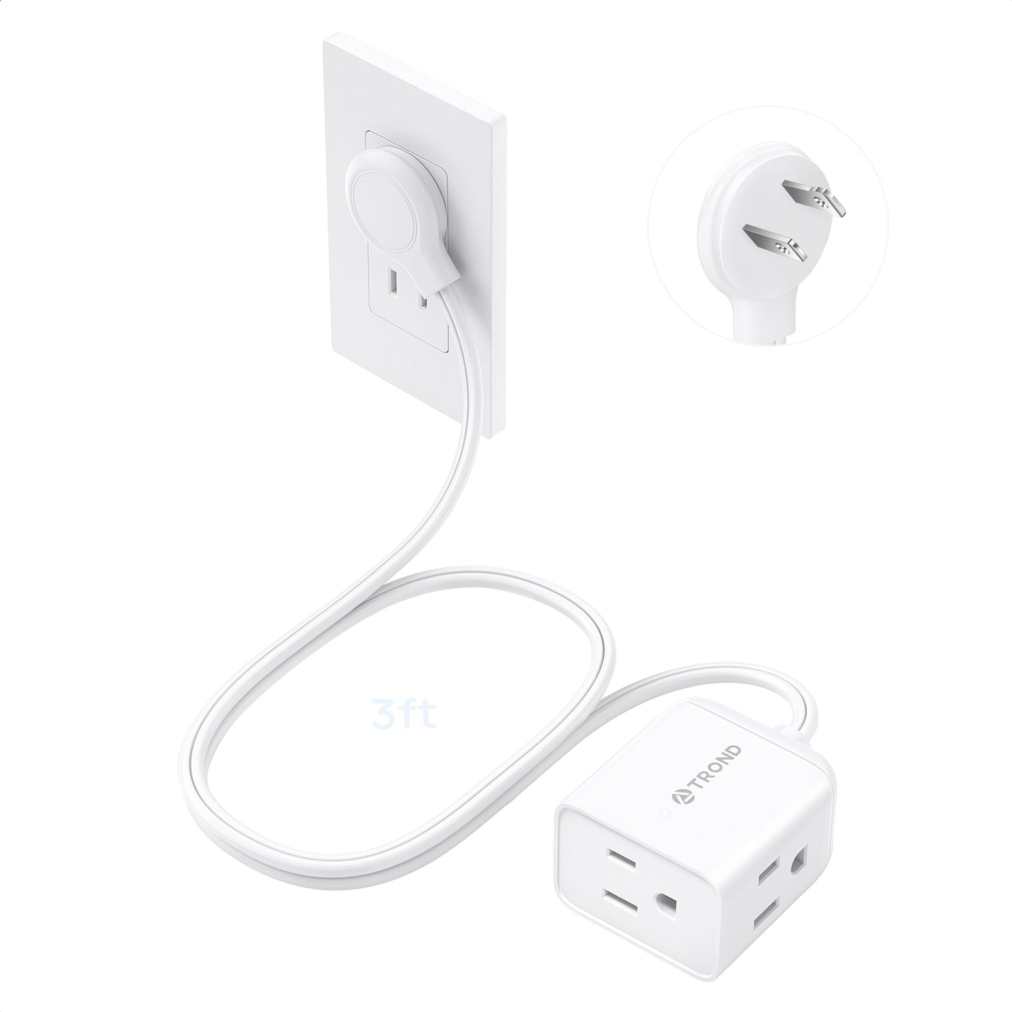 Indoor 2 Prong to 3 Prong Extension Cord