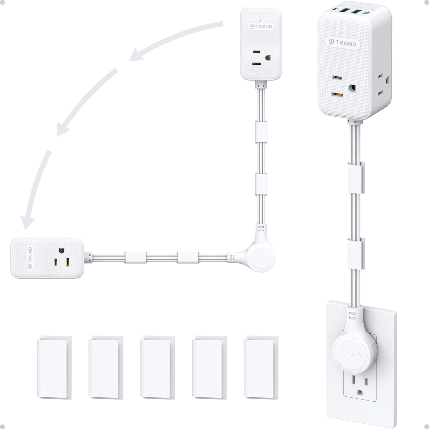 Electrical Outlet Extender 360° Rotating Plug with 20W USB C