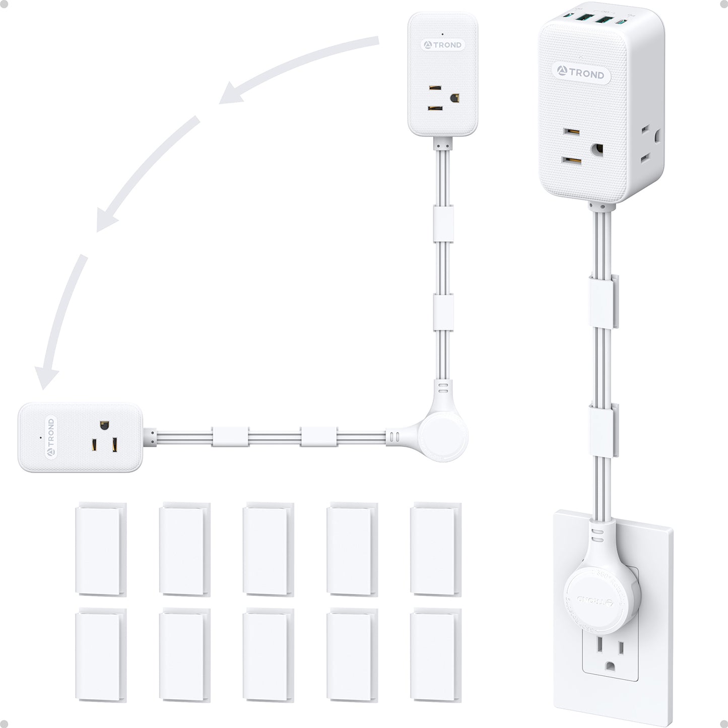 Electrical Outlet Extender 360° Rotating Plug with 20W USB C