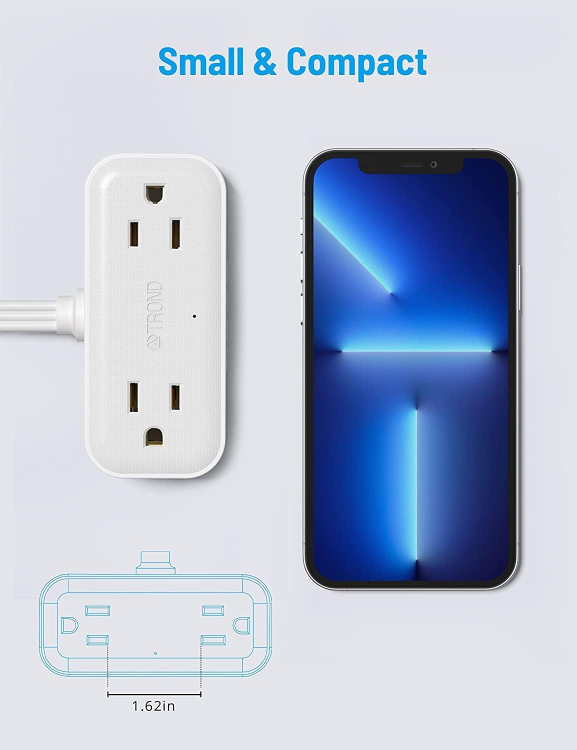 Flat Plug Extension Cord, Ultra Thin Power Strip