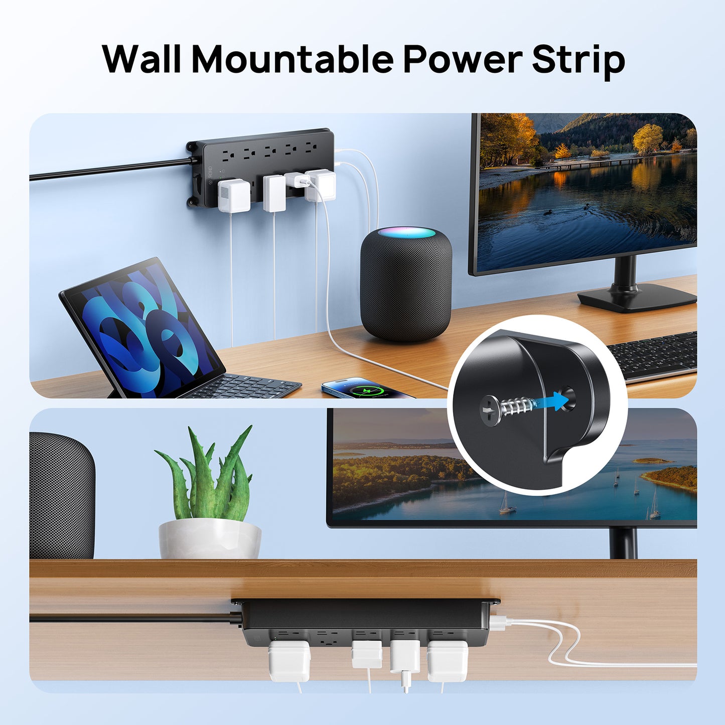 Power Strip Surge Protector, TROND 10 Widely Spaced Outlets with 4 USB Ports