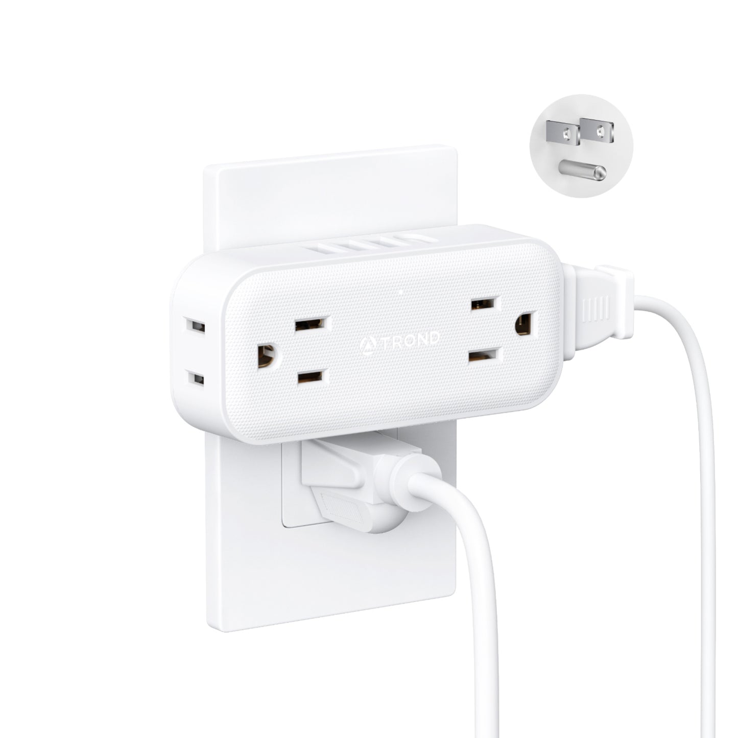 TROND Outlet Extender, Multi Plug Outlet with 4 Electrical Outlets 4 USB Ports