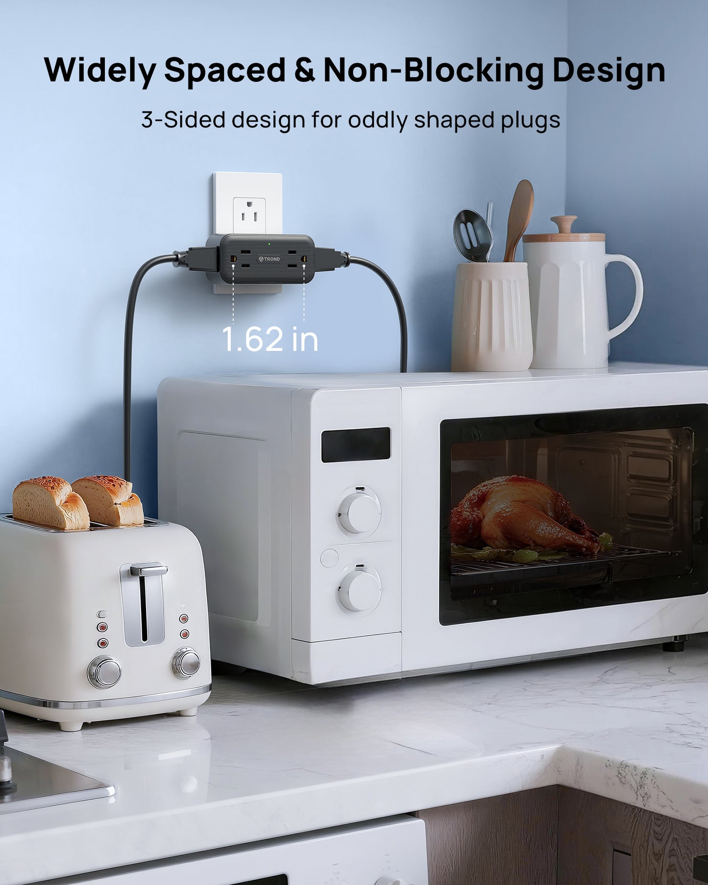 360° Rotating Outlet Adapter, Surge Protector Outlet Extender