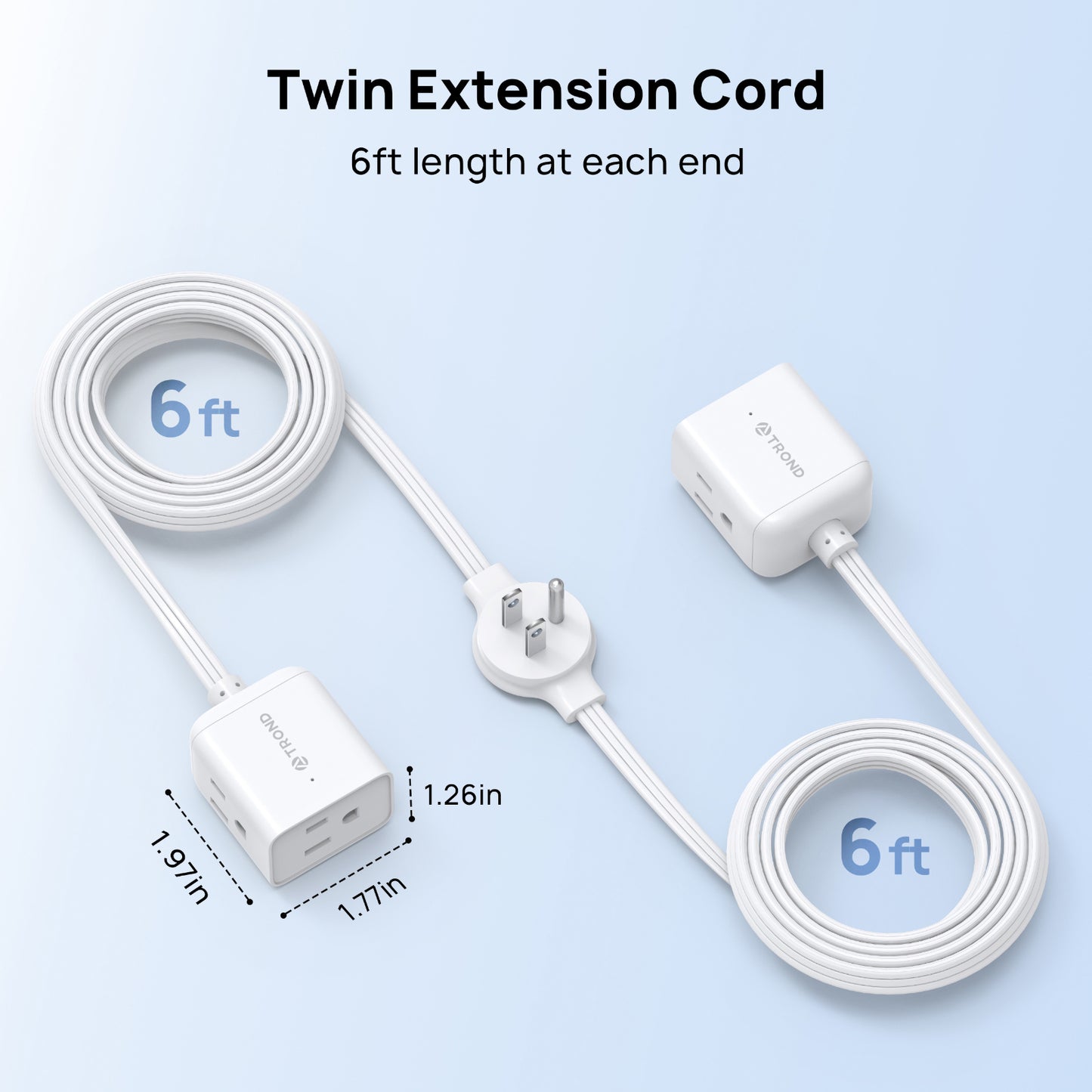 Split Extension Cord Power Strip,Low-Profile Flat Plug