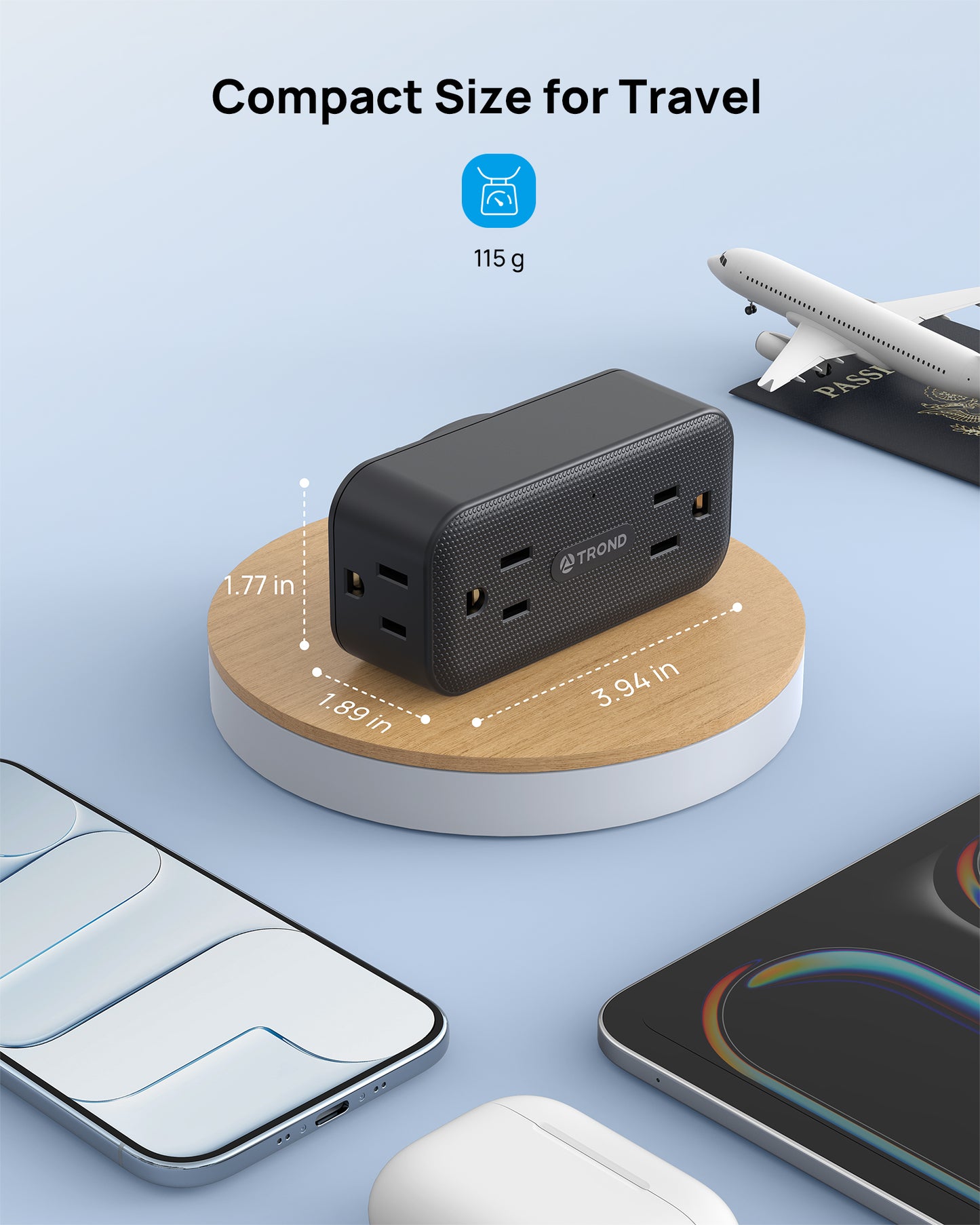 360° Rotating Outlet Adapter, Surge Protector Outlet Extender