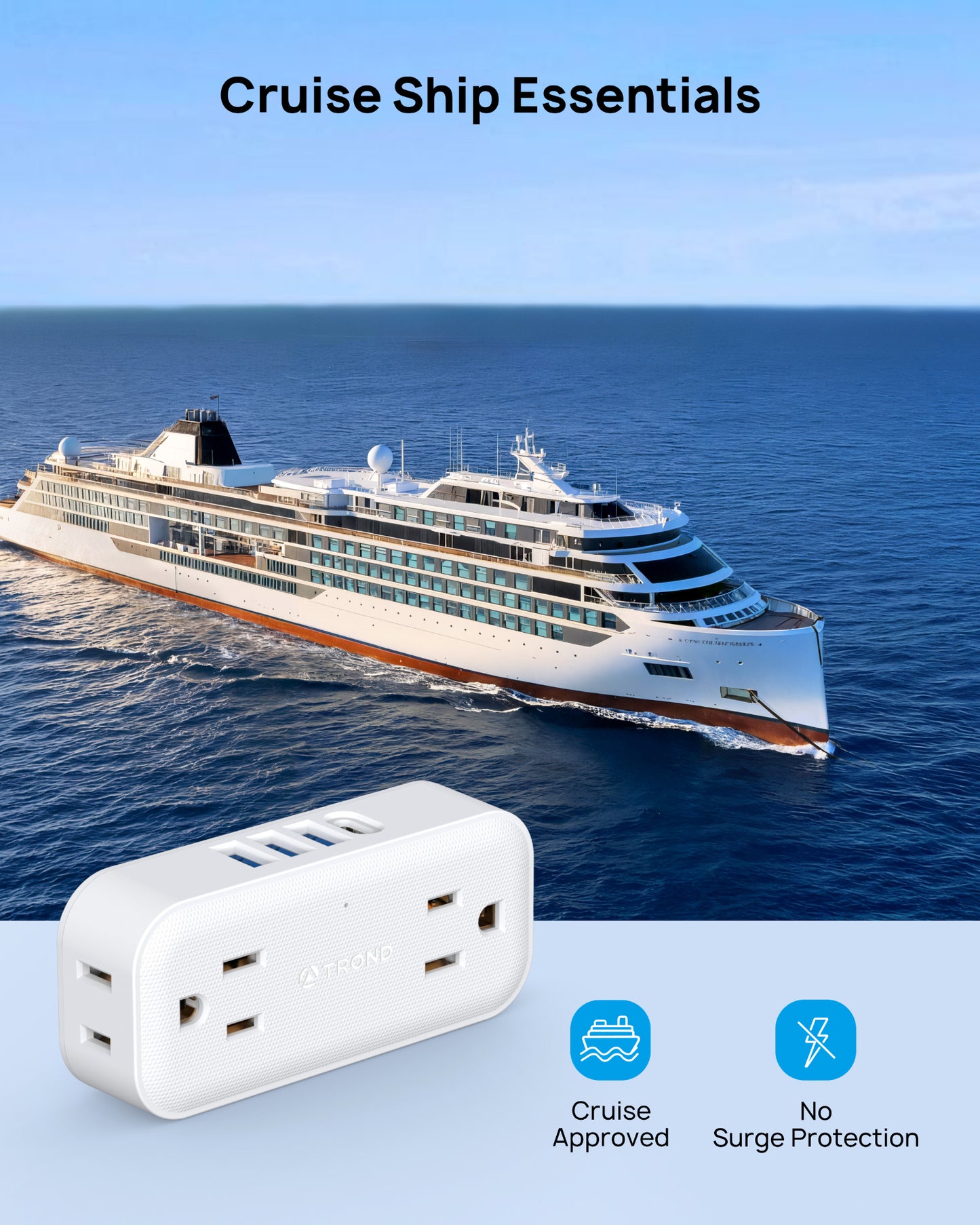 TROND Outlet Extender, Multi Plug Outlet with 4 Electrical Outlets 4 USB Ports