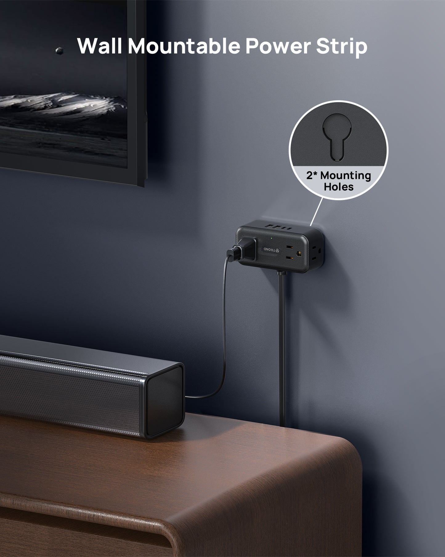 360° Rotating Flat Plug Power Strip