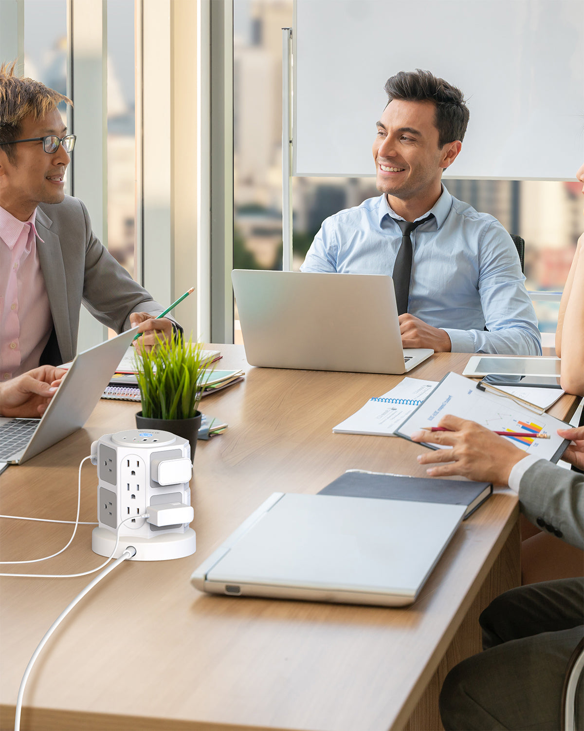 Surge Protector Power Strip Tower - TROND Power Strip with 4 USB Ports