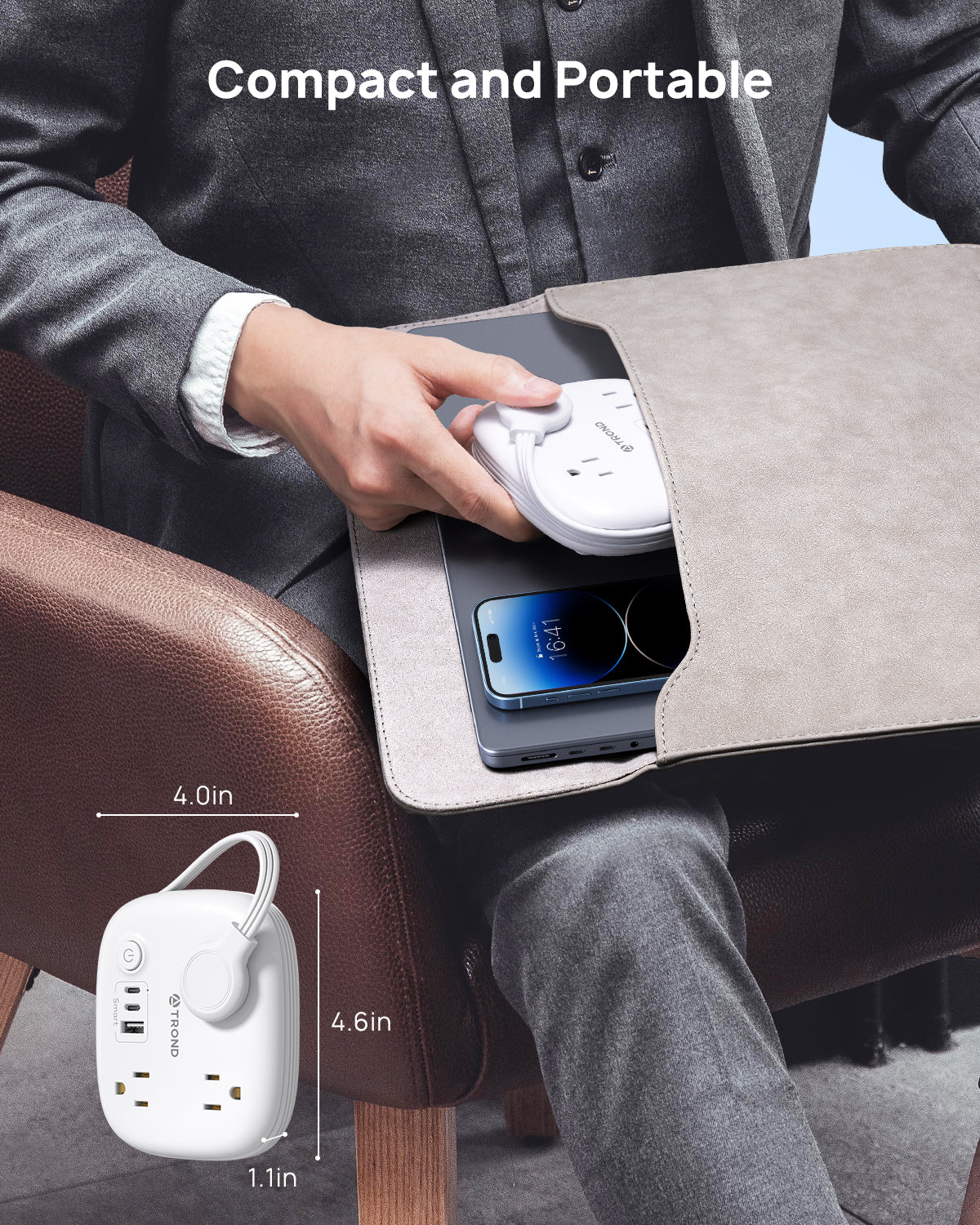 Travel Power Strip with USB C, Flat Plug Extension Cord with 3 Outlets 3 USB (2 USB C)
