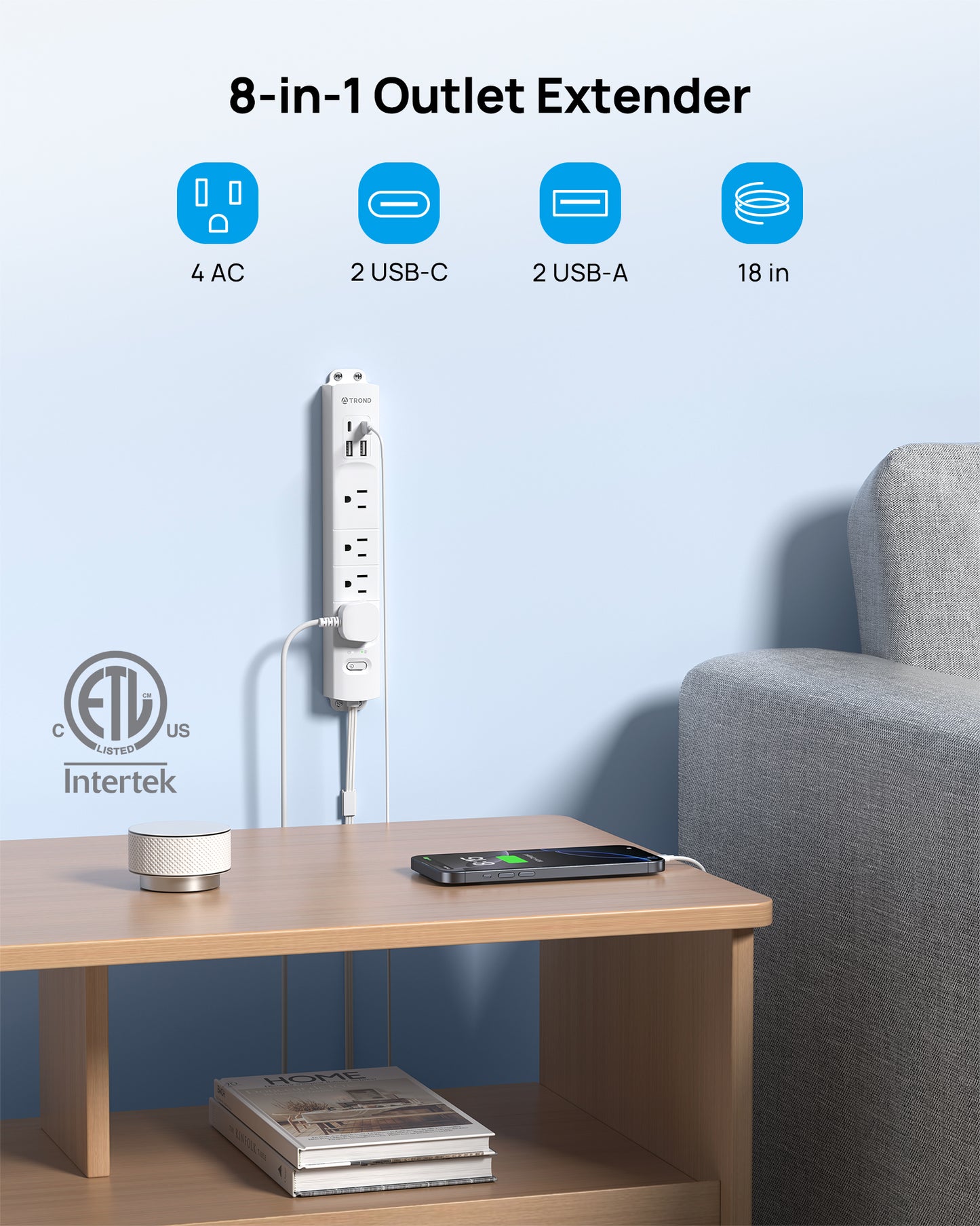 Outlet Extender with 360° Rotating Plug