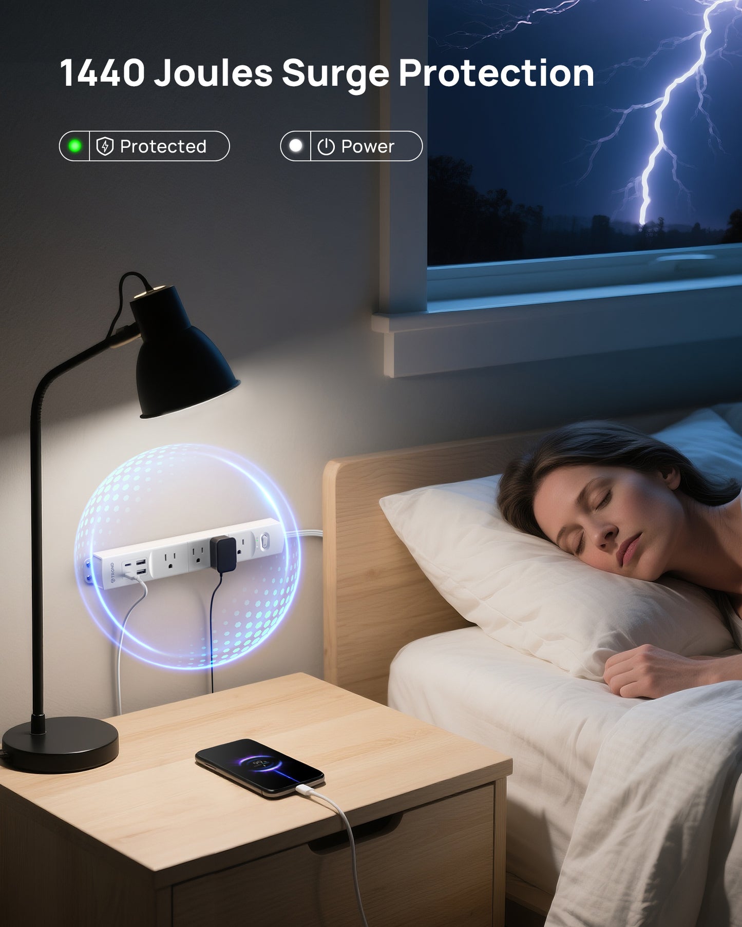 Outlet Extender with 360° Rotating Plug