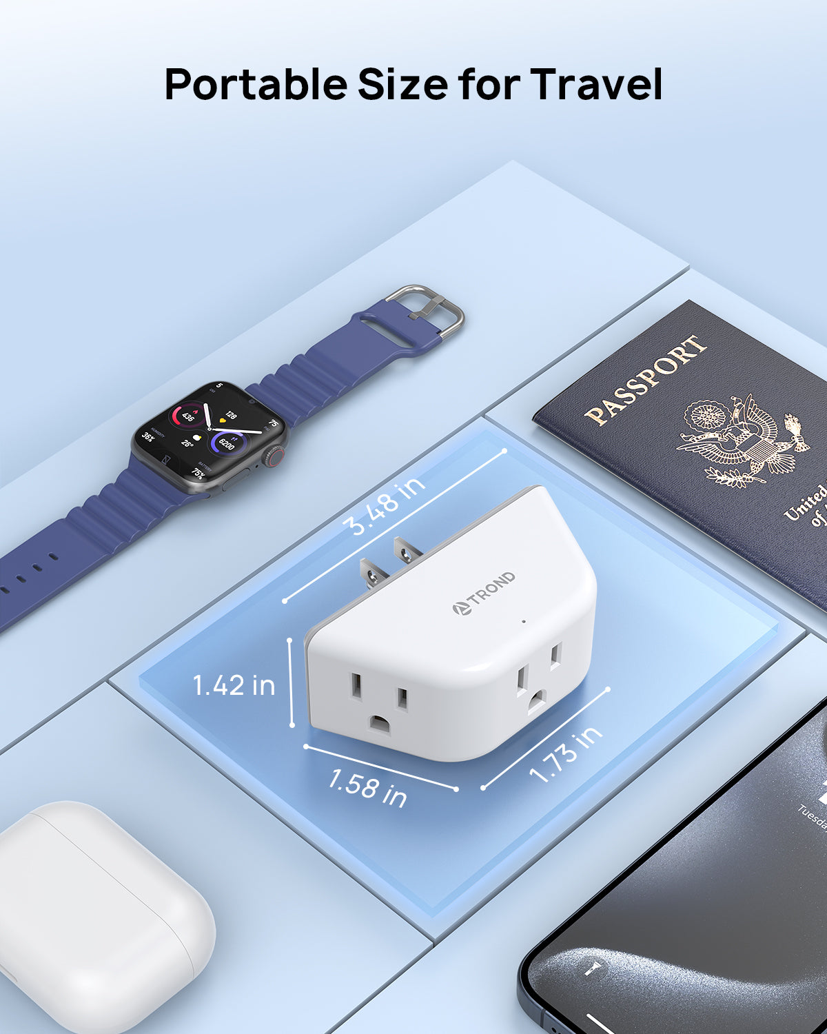 TROND Outlet Extender, 3-Prong Grounded Wall Outlet Splitter