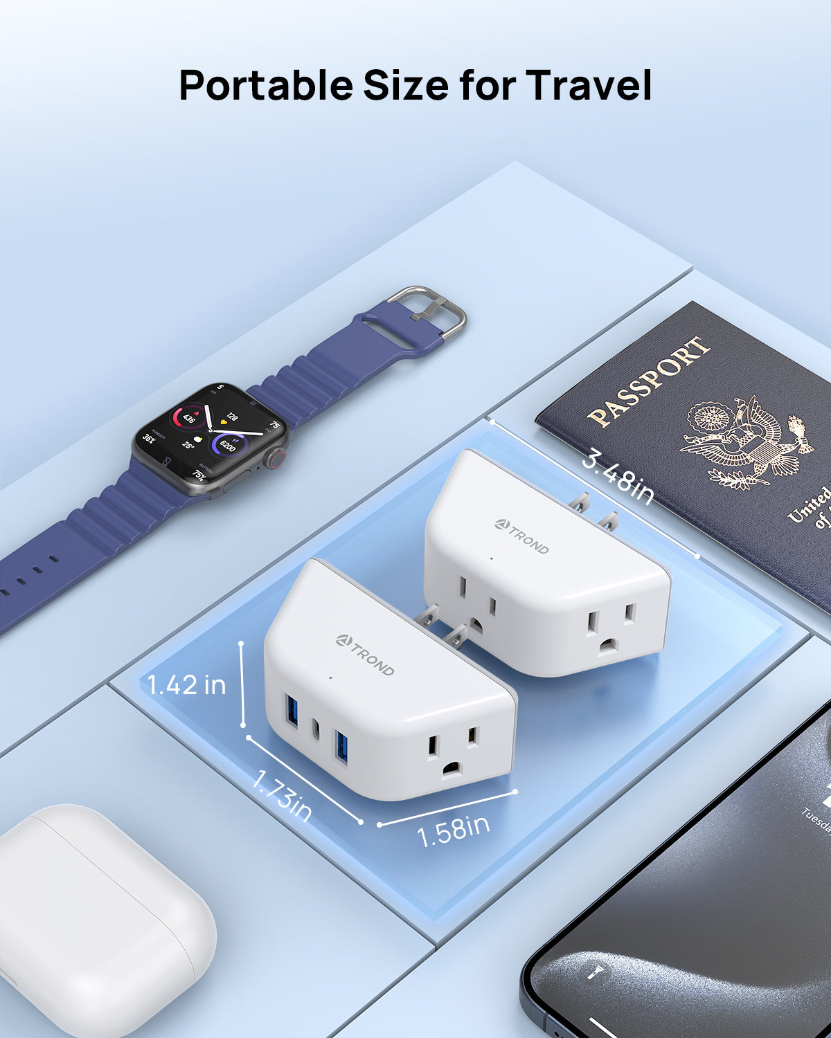 Multi Plug Outlet Extender with USB - 2 Pack Multiple Outlet Splitter
