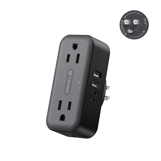 Wall Outlet Extender with 360 Rotating Plug, Multi Plug Wall Outlet