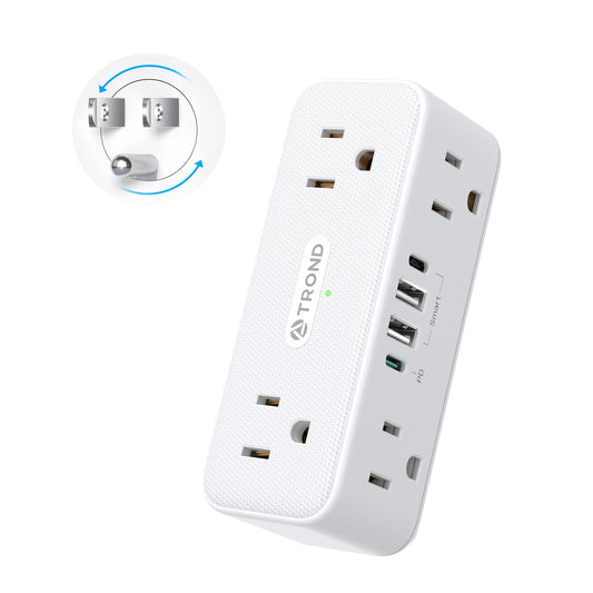 Outlet Extender Surge Protector, 6 AC Outlet Splitter with 360° Rotating Plug