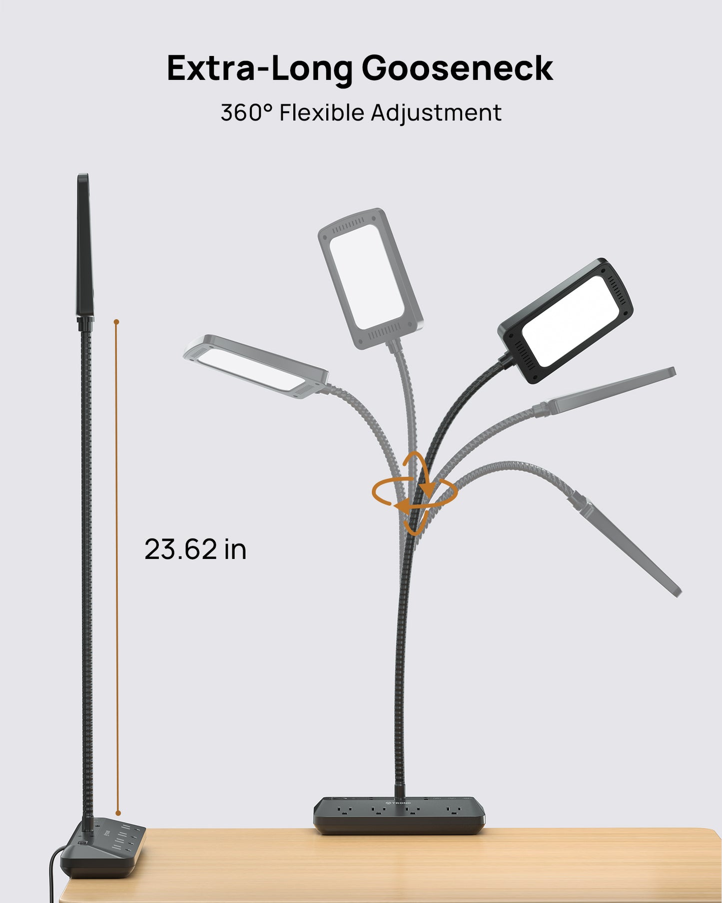 LED Desk Lamp with Clamp Power Strip