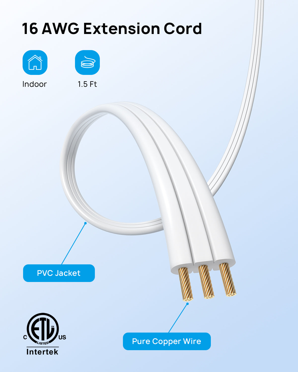 TROND Flat Extension Cord,Right Angled Flat Plug Power Strip