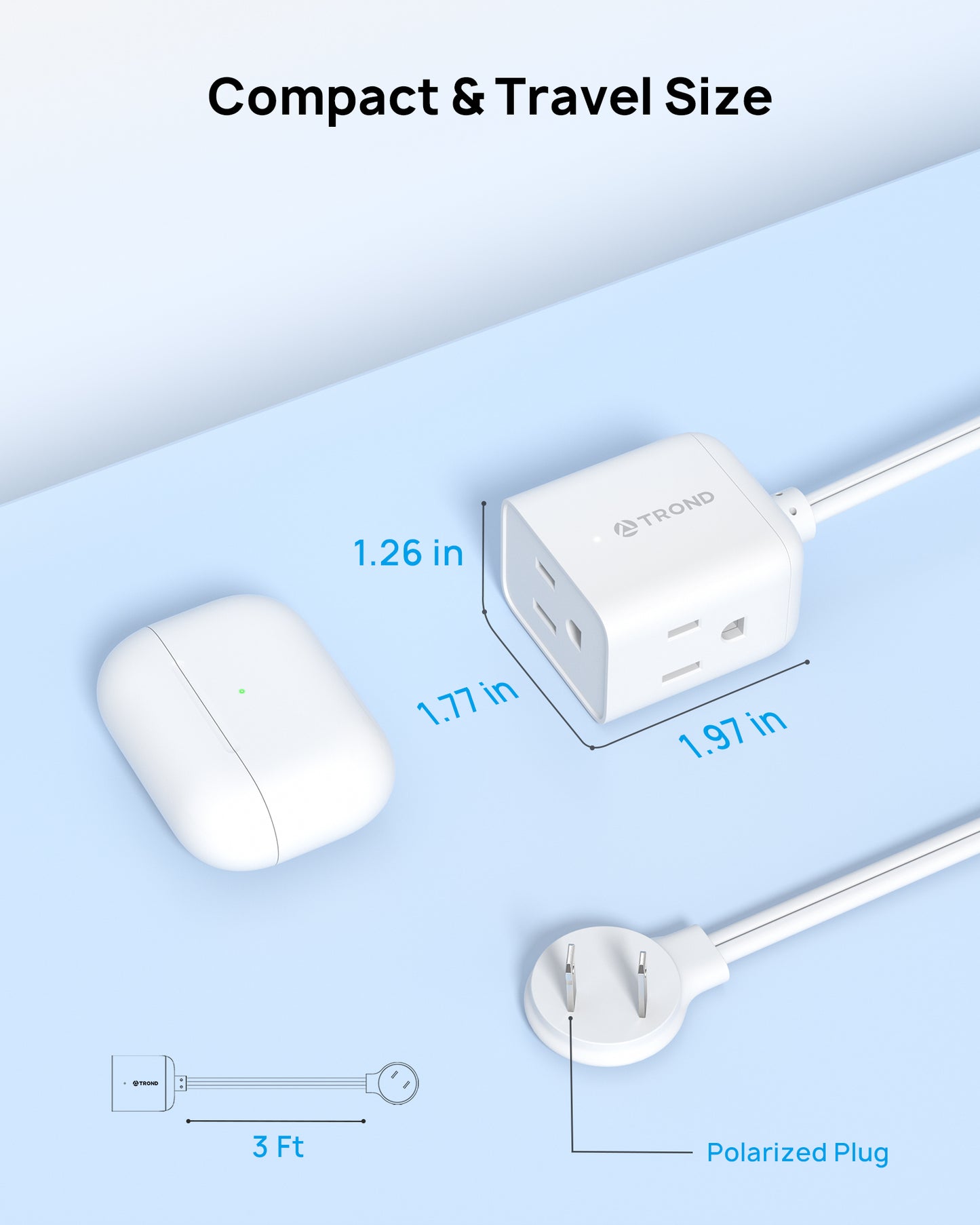 Indoor 2 Prong to 3 Prong Extension Cord