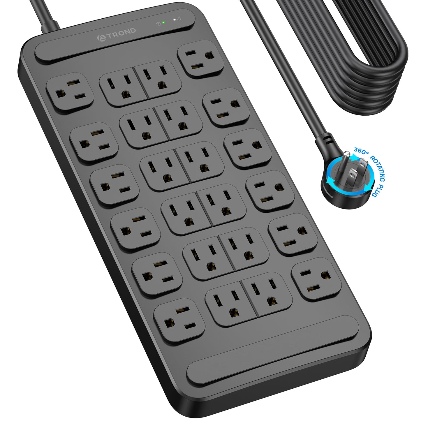 Surge Protector Power Strip with 360° Rotating Plug, 24AC Outlets