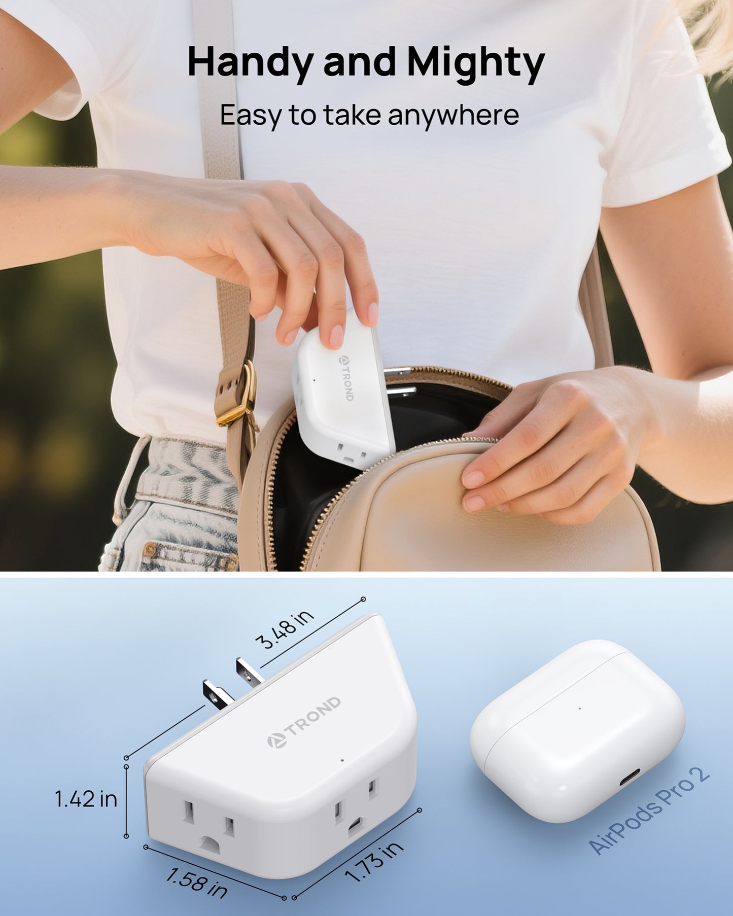 Multi Plug Outlet Extender 2 Pack - TROND Electrical Wall Outlet Splitter