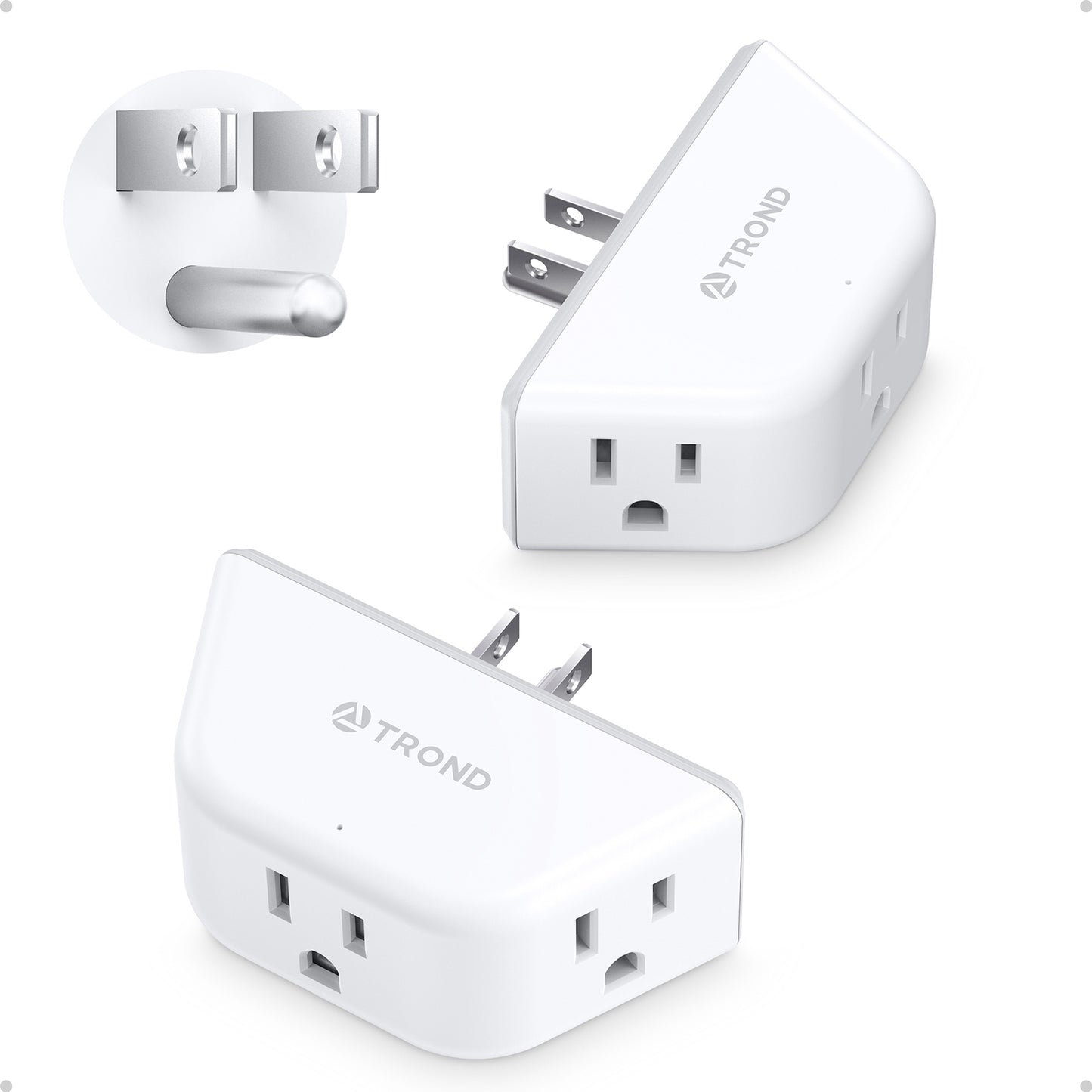 Multi Plug Outlet Extender 2 Pack - TROND Electrical Wall Outlet Splitter