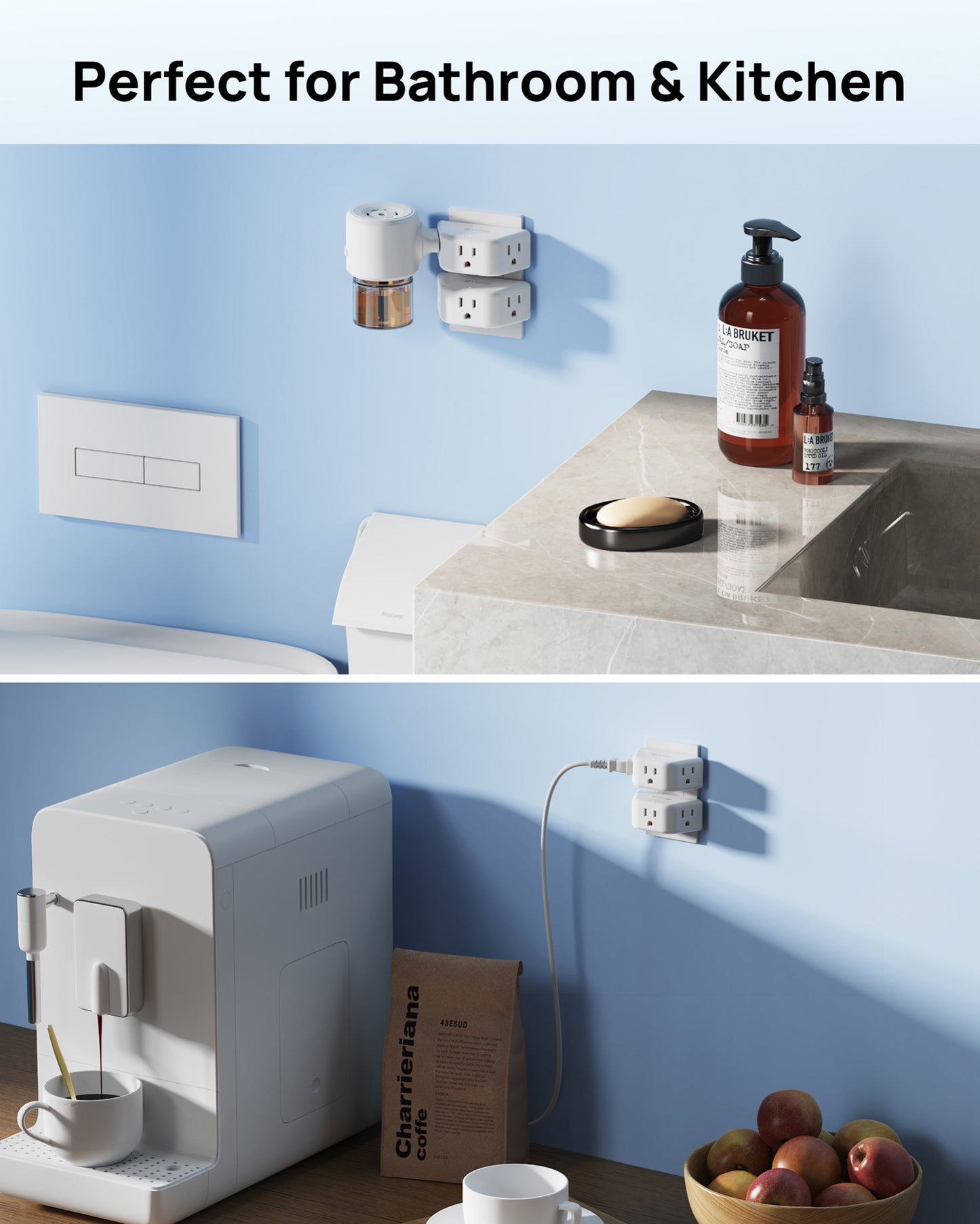 Multi Plug Outlet Extender 2 Pack - TROND Electrical Wall Outlet Splitter
