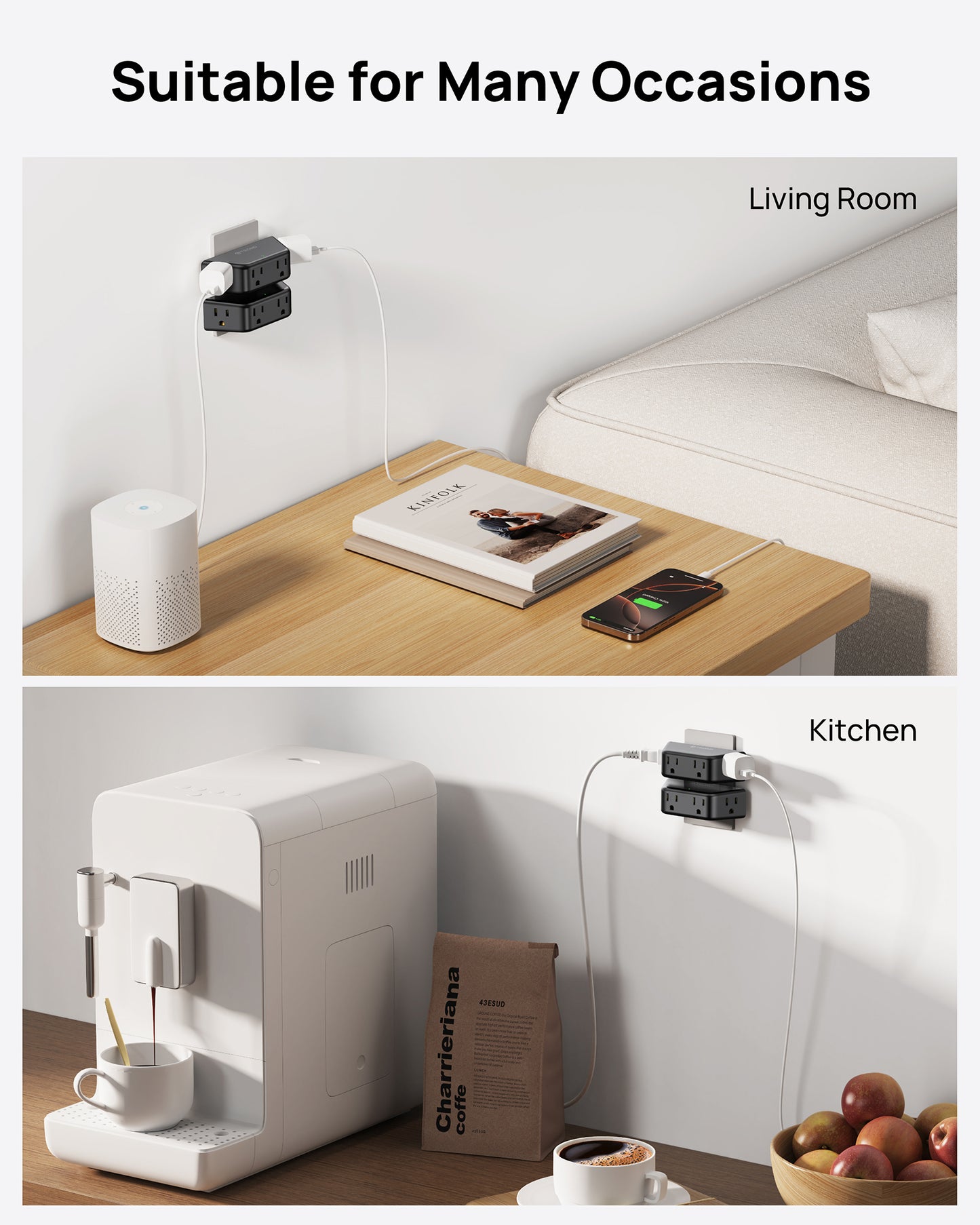 Outlet Extender Surge Protector - Multi Plug Wall Outlet