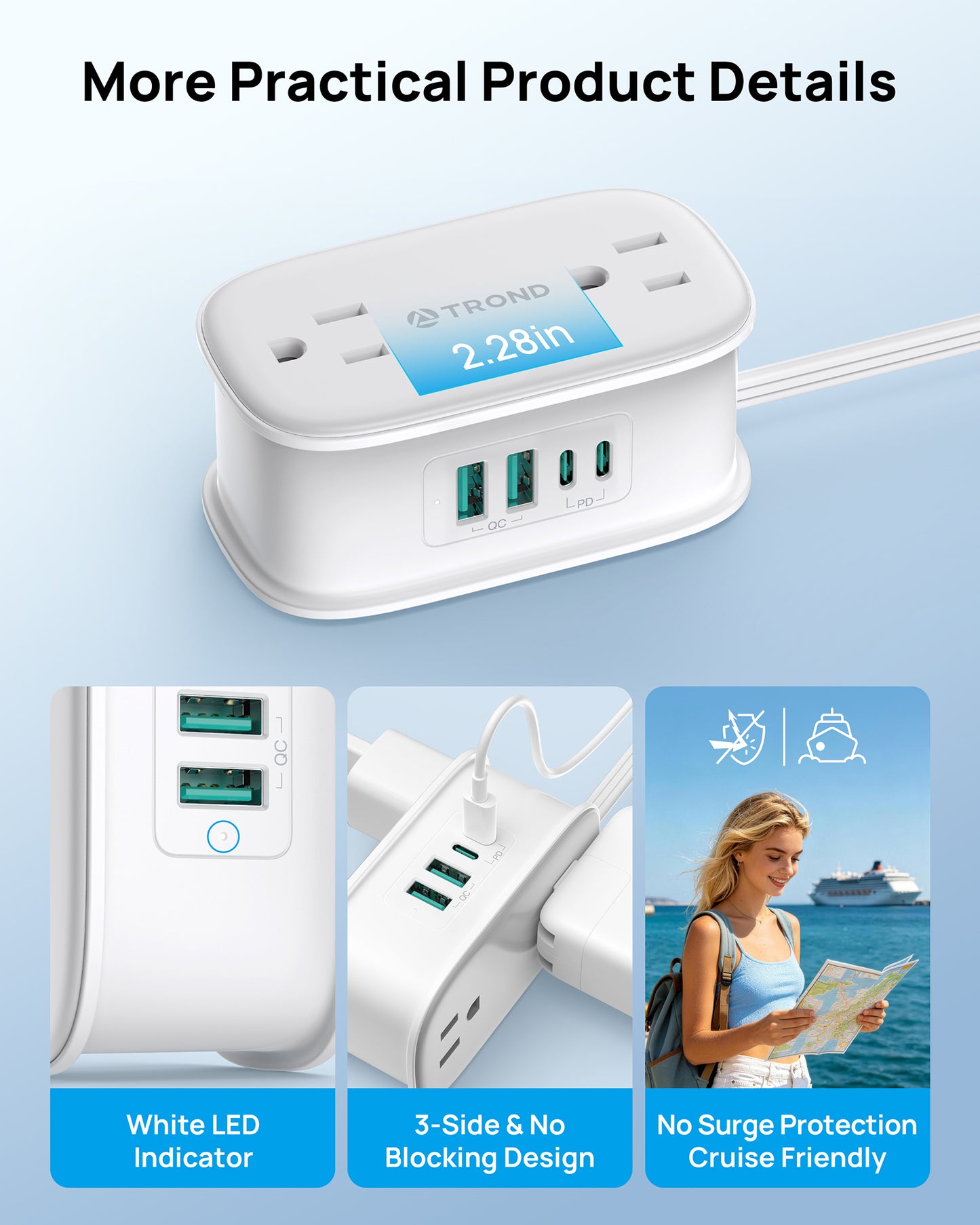US to UK Plug Adapter, Type G Plug Adapter with 4 AC outlets