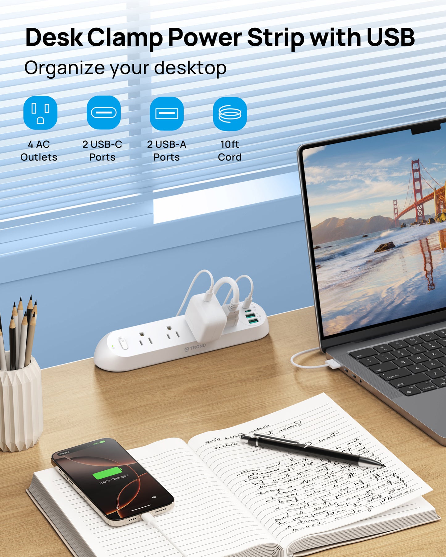 Desk Clamp Power Strip 20W USB C