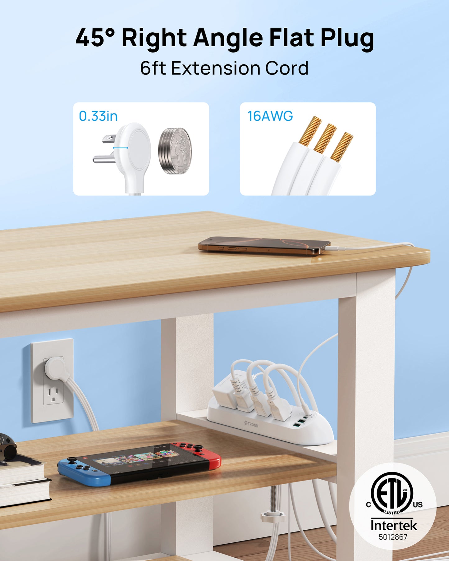 Desk Clamp Power Strip 20W USB C