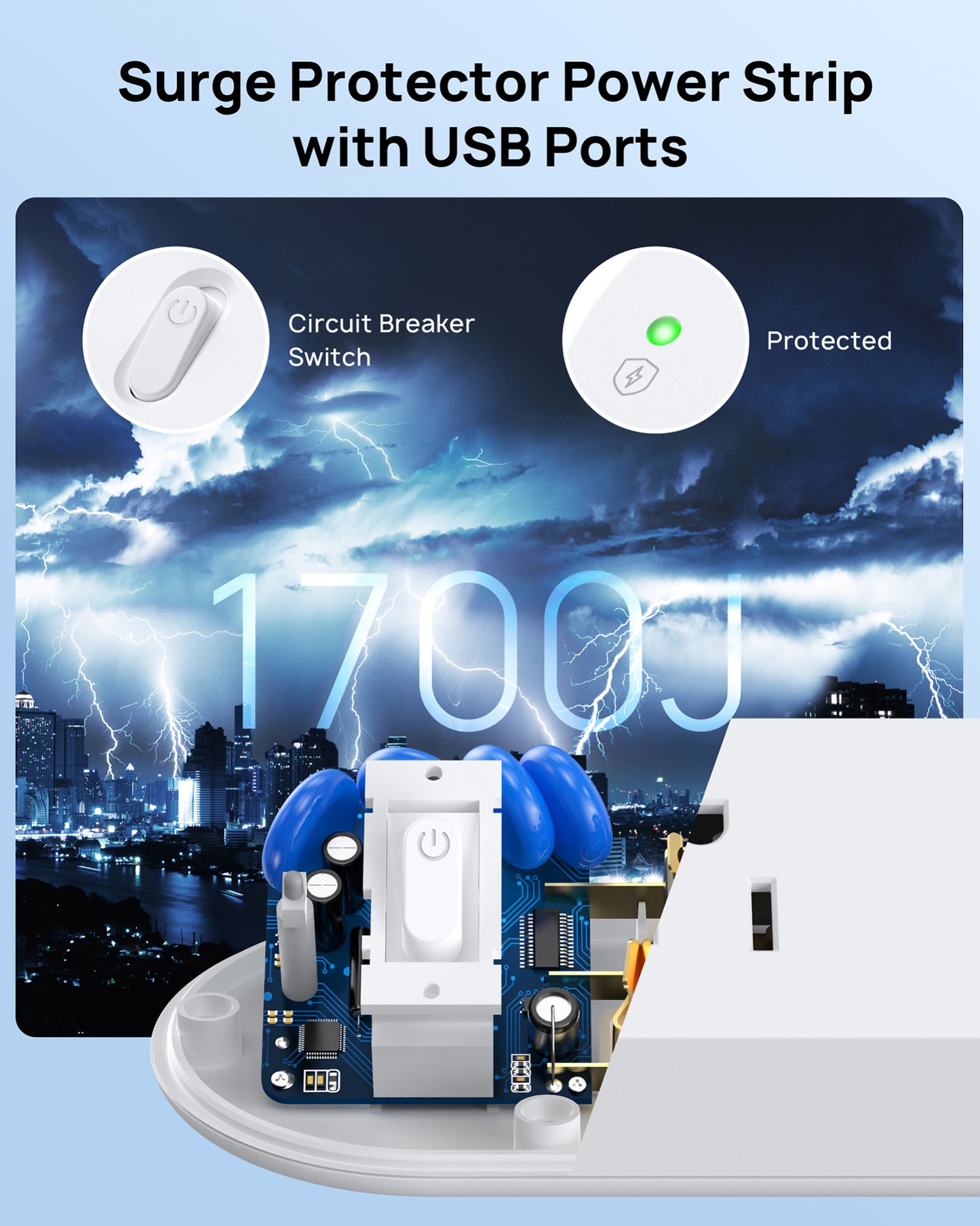 Desk Clamp Power Strip 20W USB C