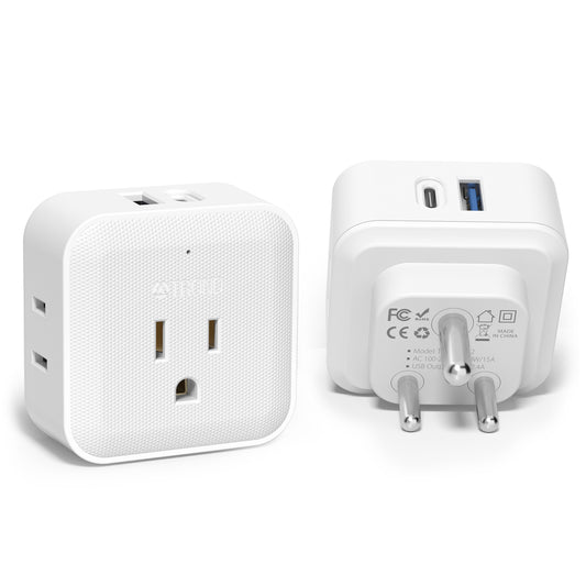 US to India Plug Adapter 2 Pack - TROND India to US International Travel Plug Adaptor