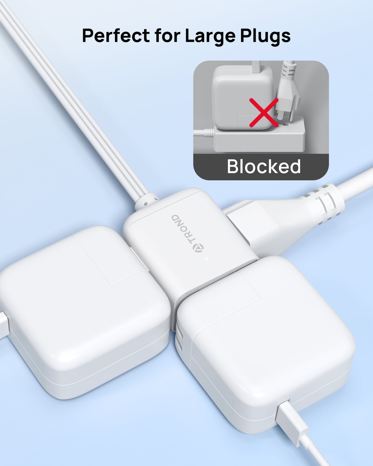 Flat Plug Extension Cord 5 ft- Rightward Lower Profile Power Strip