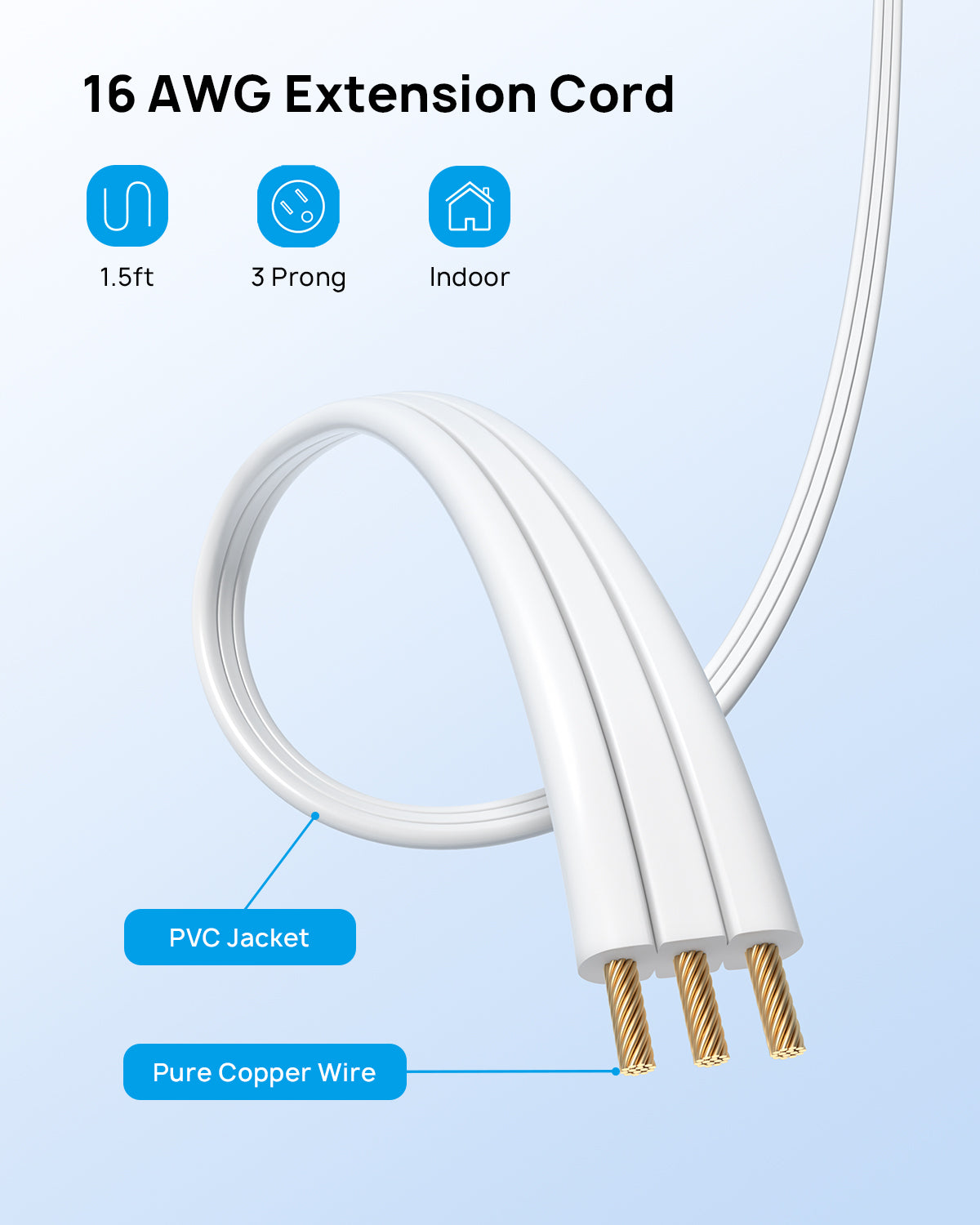 Short Flat Extension Cord Flat Plug Power Strip