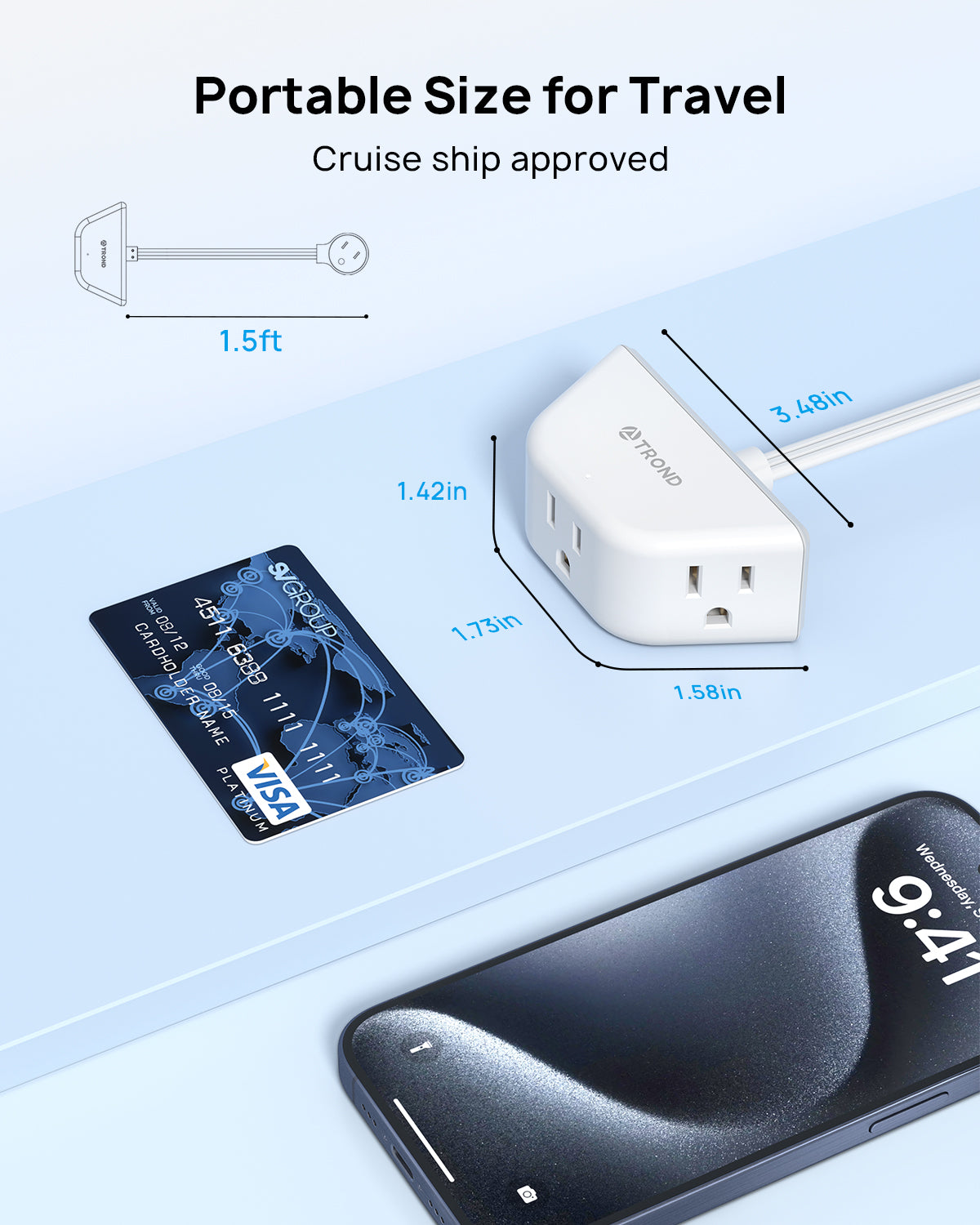Short Flat Extension Cord Flat Plug Power Strip