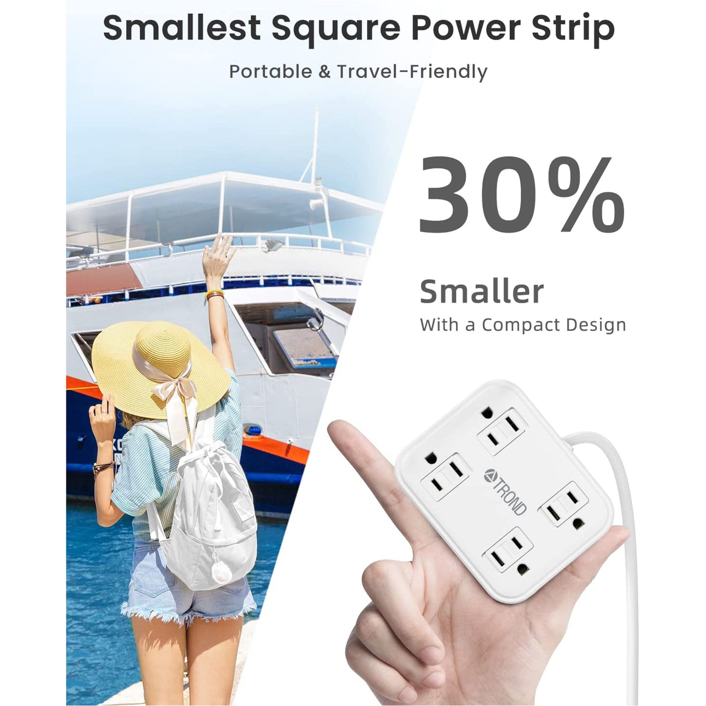 Flat Plug Extension Cord with 4 Child Safety Slide Outlet Covers