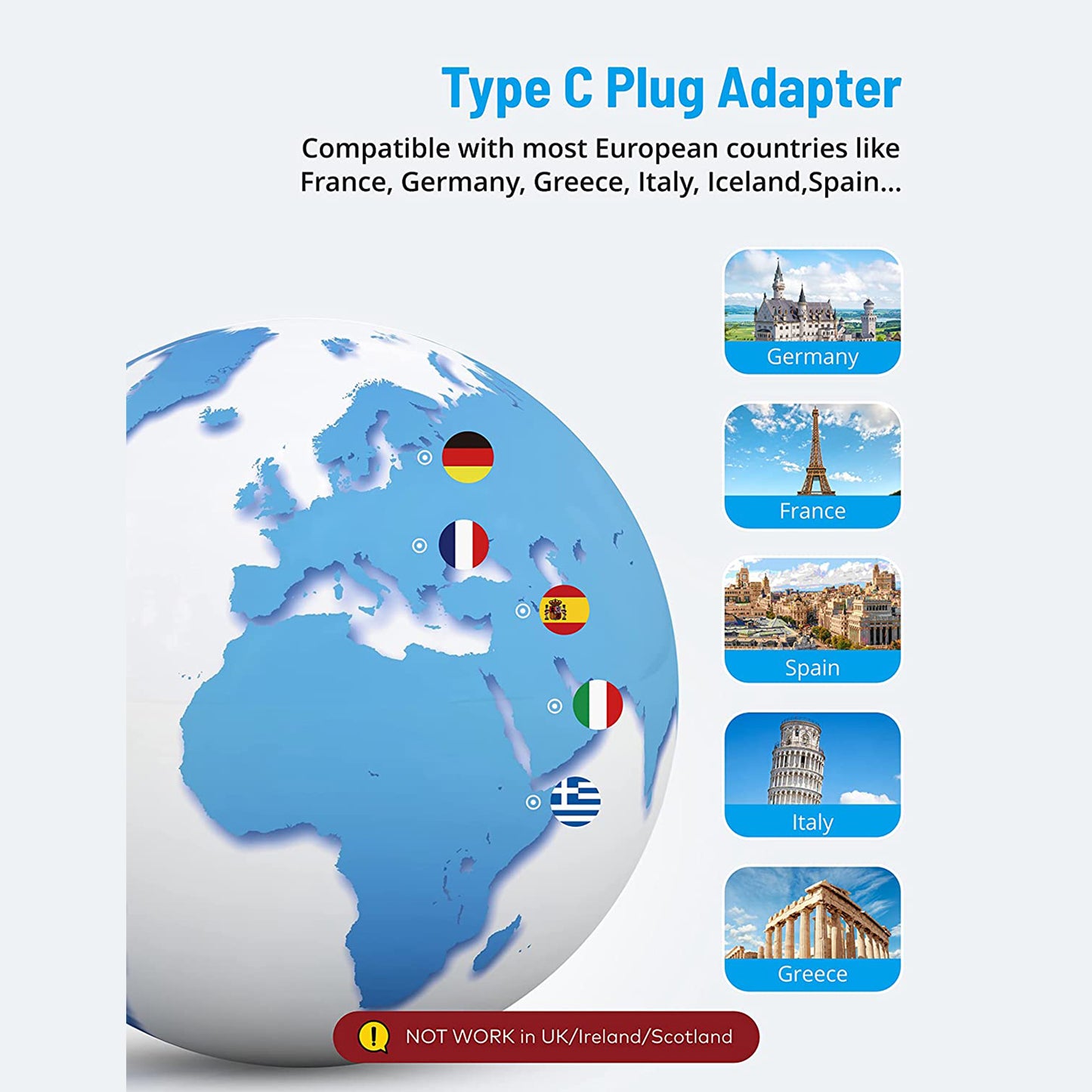 Fast Charging European Travel Plug Adapter