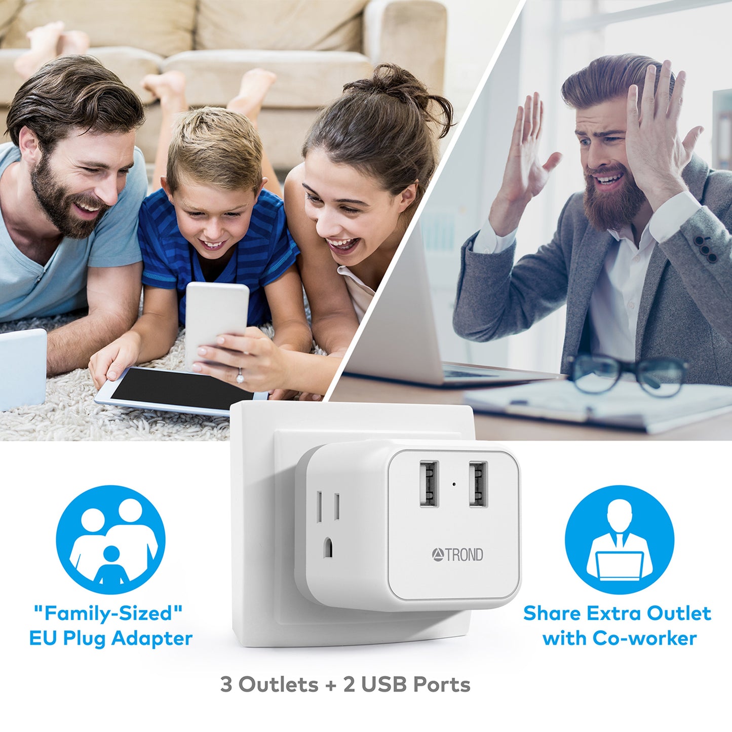 Travel Plug Adapter for US to France Germany