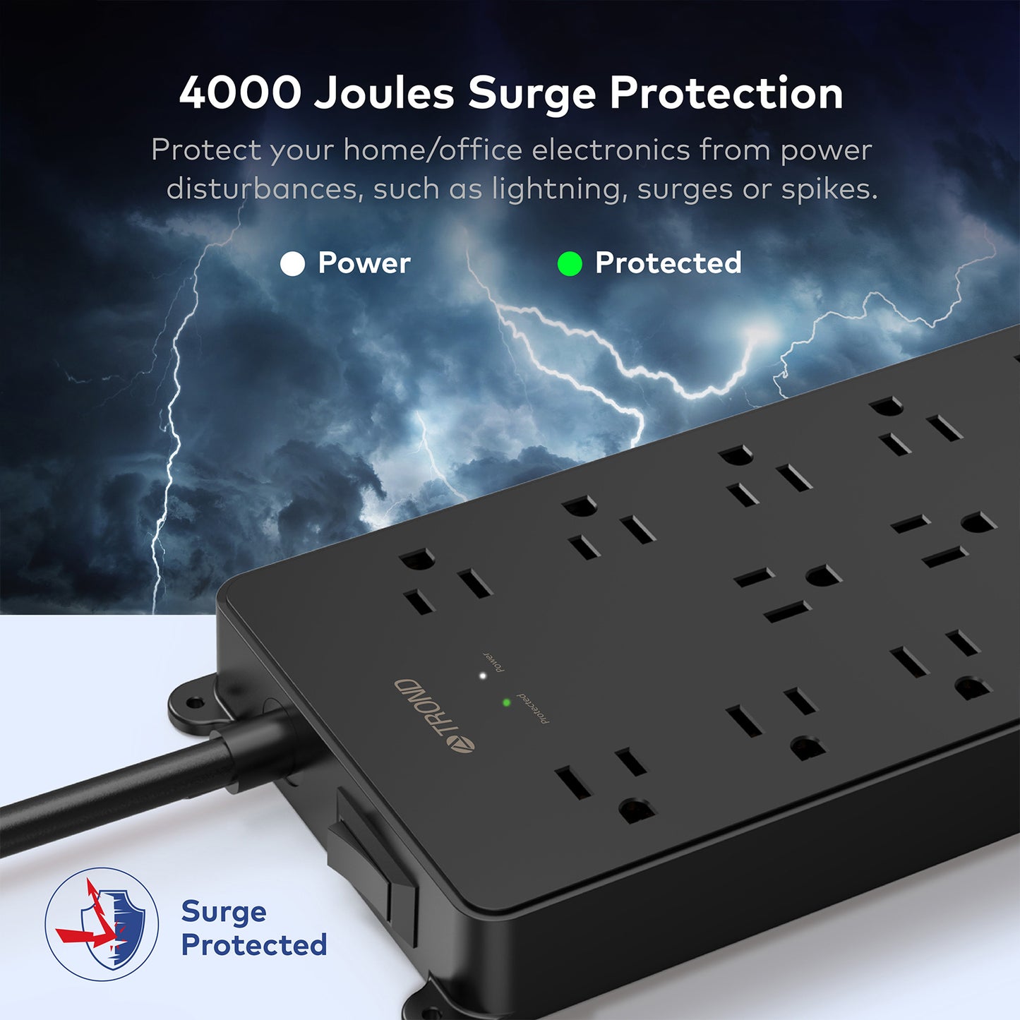 13-Outlet Surge Protector w/ 4 USB Ports, 4000J