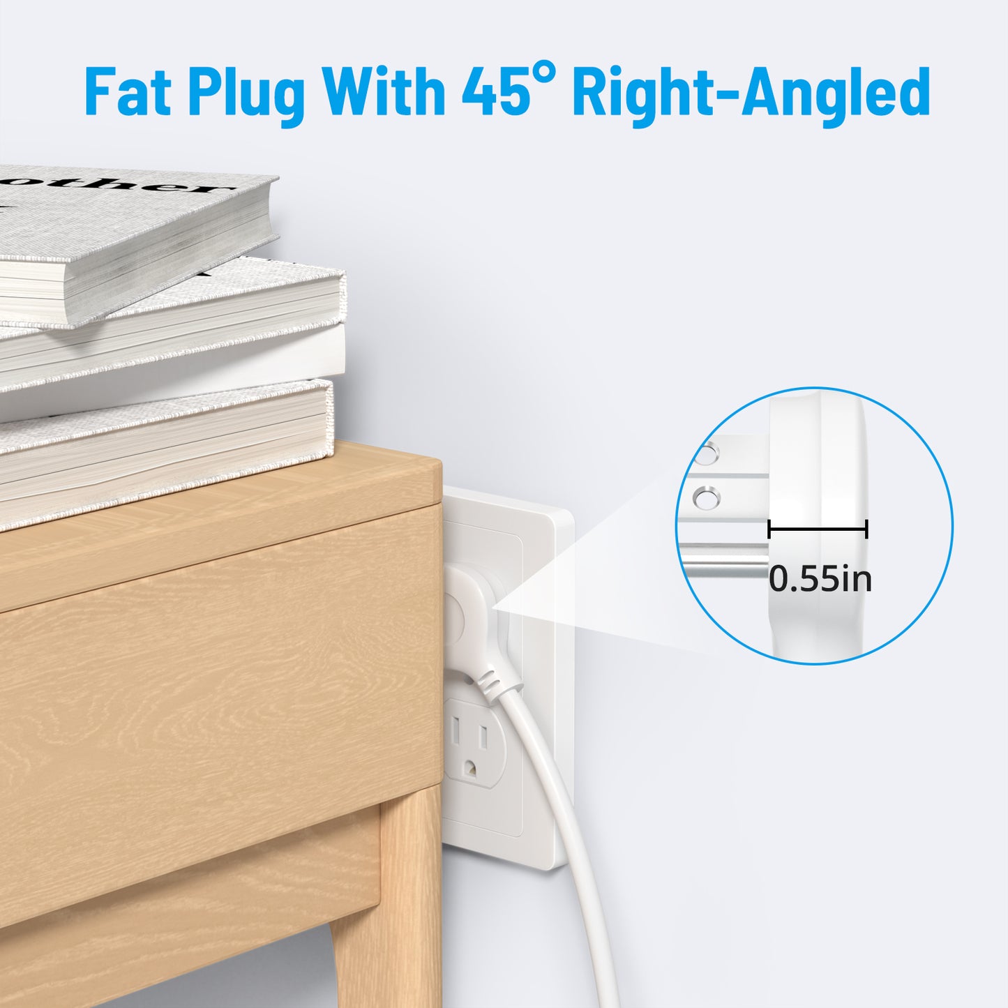 Power Strip Surge Protector Tower, Flat Plug Extension Cord with 12 Multiple Outlets