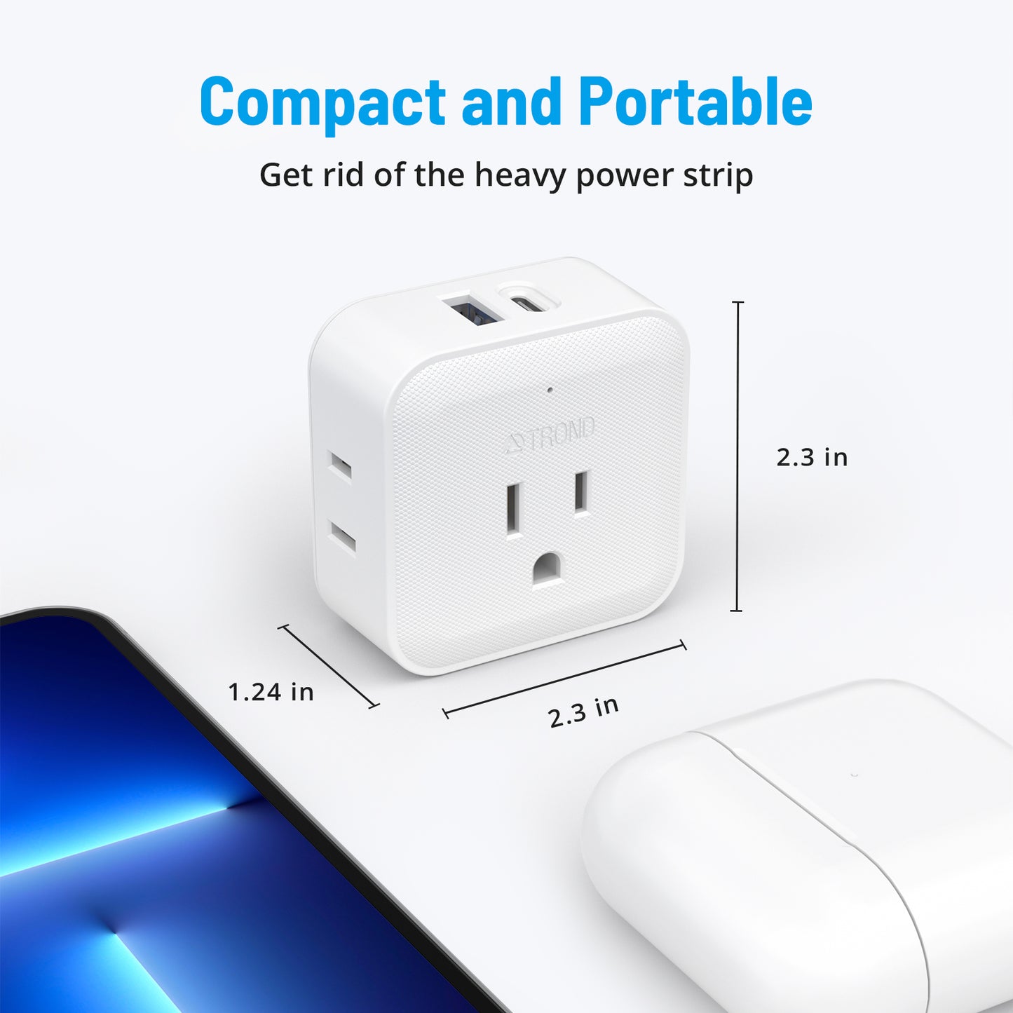 Multi Plug Outlet Extender with USB, TROND Outlet Splitter with 2 USB Wall Charger(1 USB C), 4 Outlet Expander