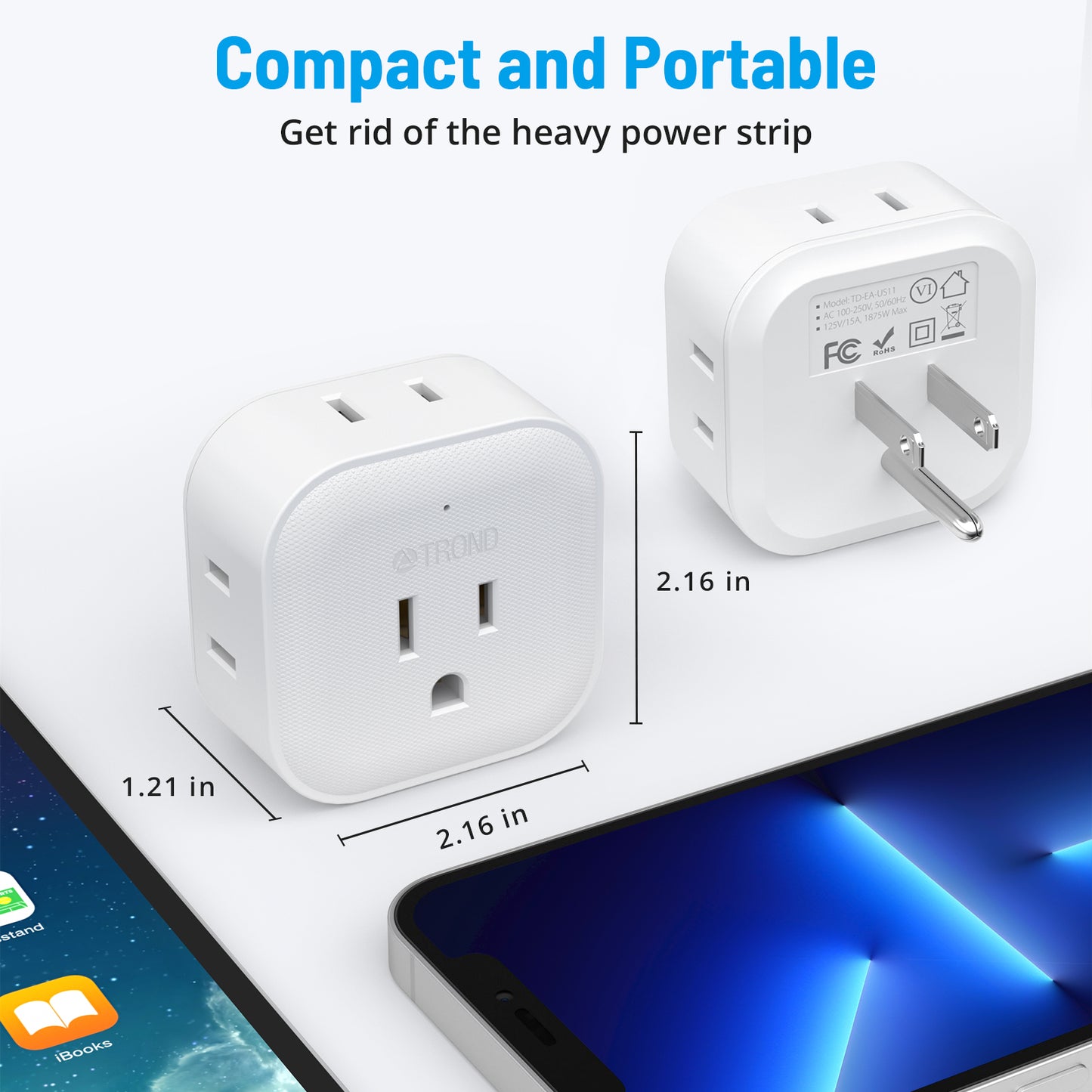 Multi Plug Outlet Extender - 2 Packs Outlet Splitter with 4 Electrical Charger Cube Outlets
