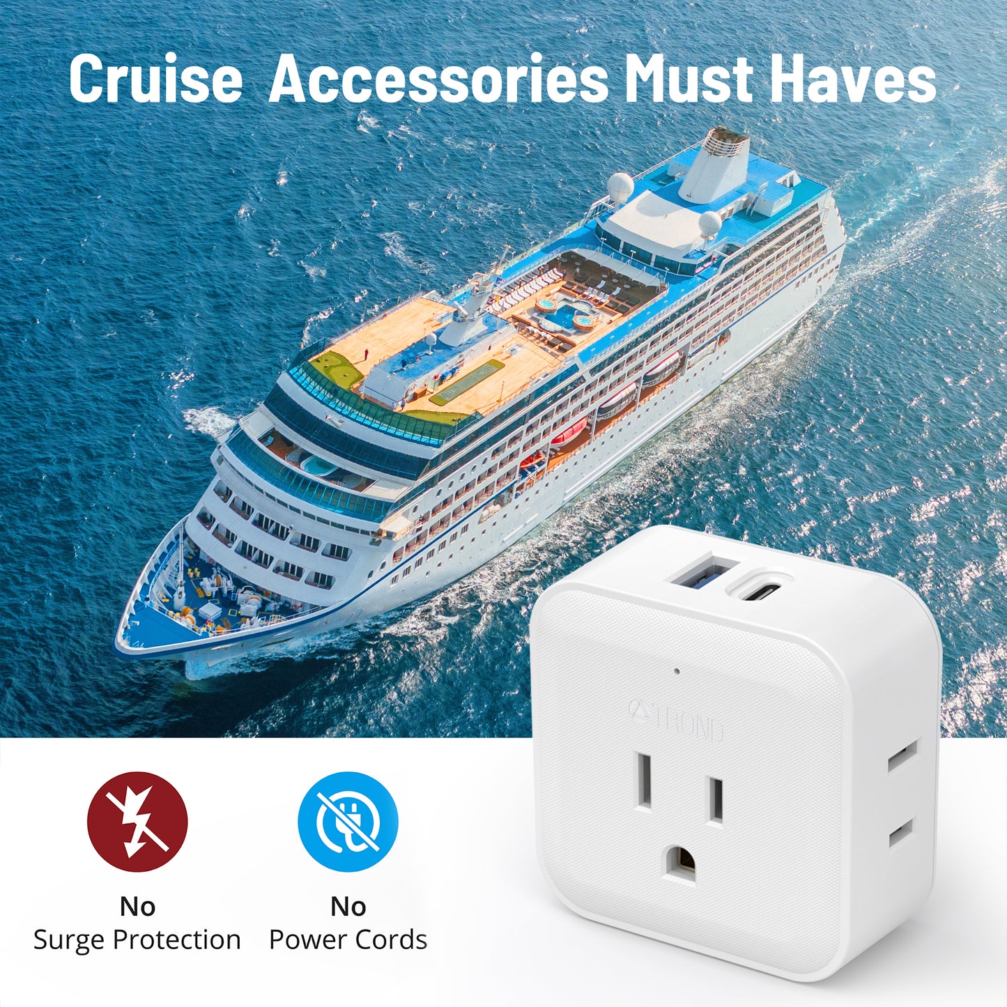 Multi Plug Outlet Extender with USB, TROND Outlet Splitter with 2 USB Wall Charger(1 USB C), 4 Outlet Expander